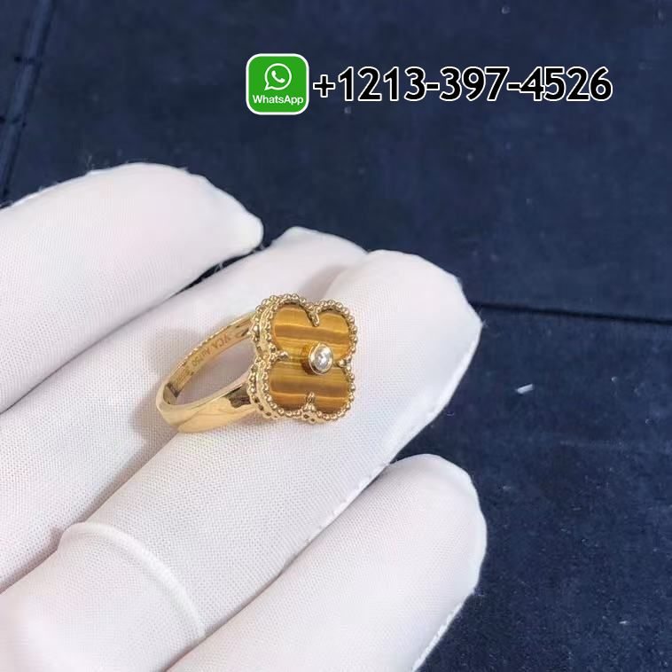 Van-Cleef-Arpels-Vintage-Alhambra-18K-Yellow-Gold-Tiger-Eye-Diamond-Ring-VCARD40900-3.jpg Custom Made Best Sellers Quality 1:1 Van Cleef & Arpels Vintage Alhambra 18K Yellow Gold Tiger Eye Diamond Ring - High Quality 18k Gold and Diamond Luxury Distinctive Collection Designer Jewelry Customized Factory Price - Image 4