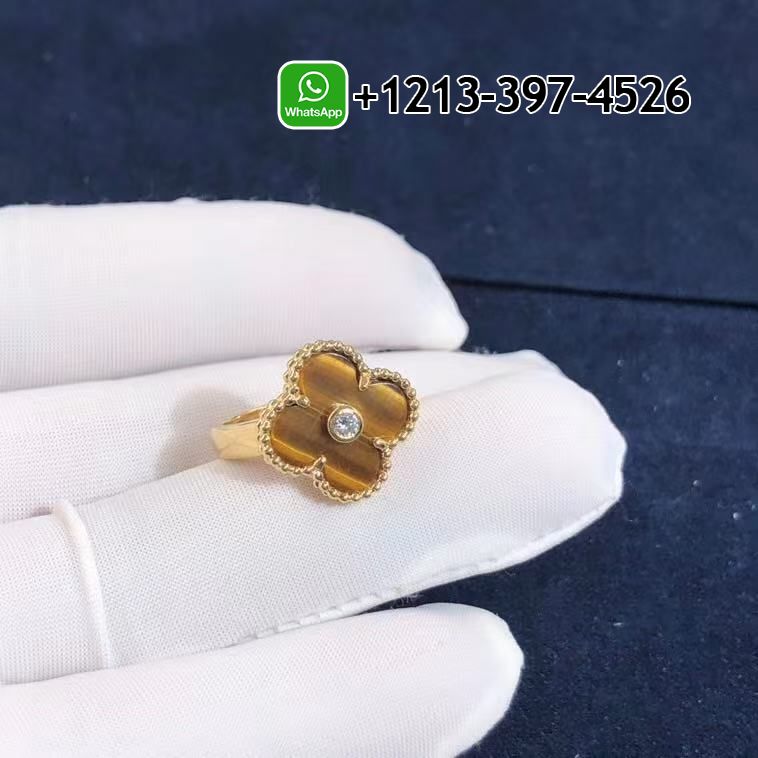 Van-Cleef-Arpels-Vintage-Alhambra-18K-Yellow-Gold-Tiger-Eye-Diamond-Ring-VCARD40900-4.jpg Custom Made Best Sellers Quality 1:1 Van Cleef & Arpels Vintage Alhambra 18K Yellow Gold Tiger Eye Diamond Ring - High Quality 18k Gold and Diamond Luxury Distinctive Collection Designer Jewelry Customized Factory Price - Image 5