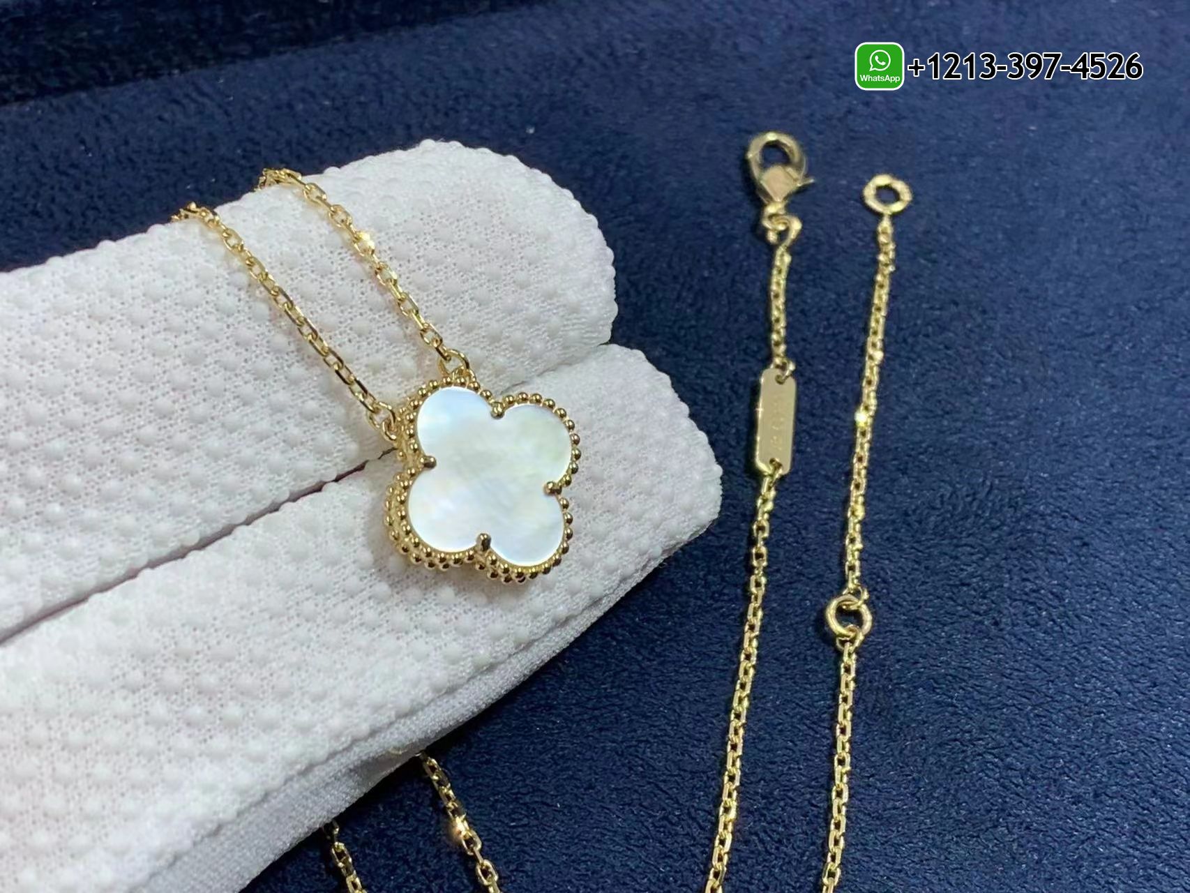 Van-Cleef-Arpels-Vintage-Alhambra-18k-Yellow-Gold-Mother-Of-Pearl-Pendant-Necklace-VCARA45900-4.jpg Custom Made Best Quality 1:1 Cheap Van Cleef & Arpels Vintage Alhambra 18k Yellow Gold Mother-Of-Pearl Pendant Necklace - High Quality 18k Gold and Diamond Luxury Distinctive Collection Designer Jewelry Customized Factory Price - Image 5