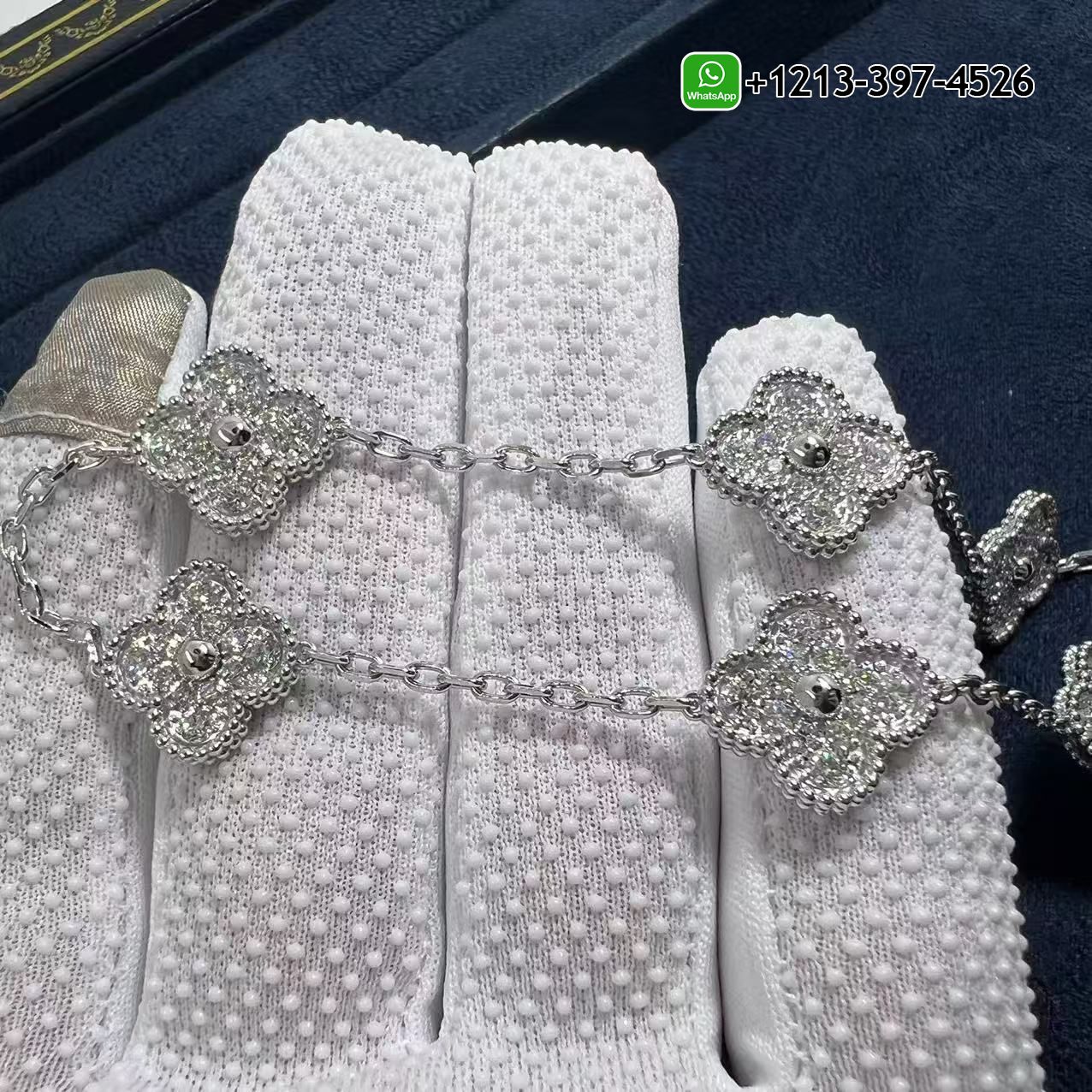 Van-Cleef-Arpels-Vintage-Alhambra-4.83ct-Diamond-18k-White-Gold-10-Motif-Necklace-VCARA42400-1-4.jpg Custom Made Best Sellers Quality 1:1 Van Cleef & Arpels Vintage Alhambra 4.83ct Diamond 18k White Gold 10 Motif Necklace - High Quality 18k Gold and Diamond Luxury Distinctive Collection Designer Jewelry Customized Factory Price - Image 2