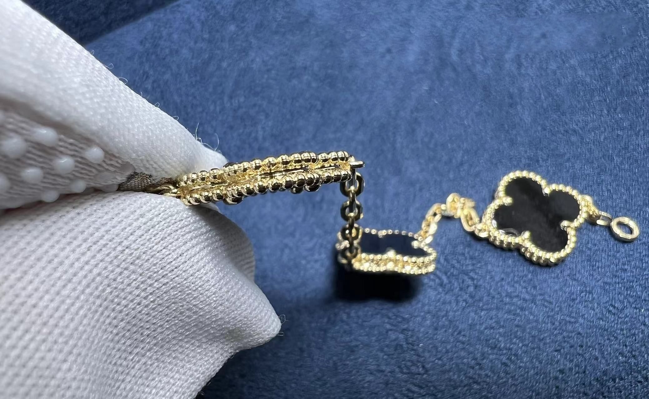 van cleef arpels vintage alhambra 5 motif 18k yellow gold bracelet vcara41300 1