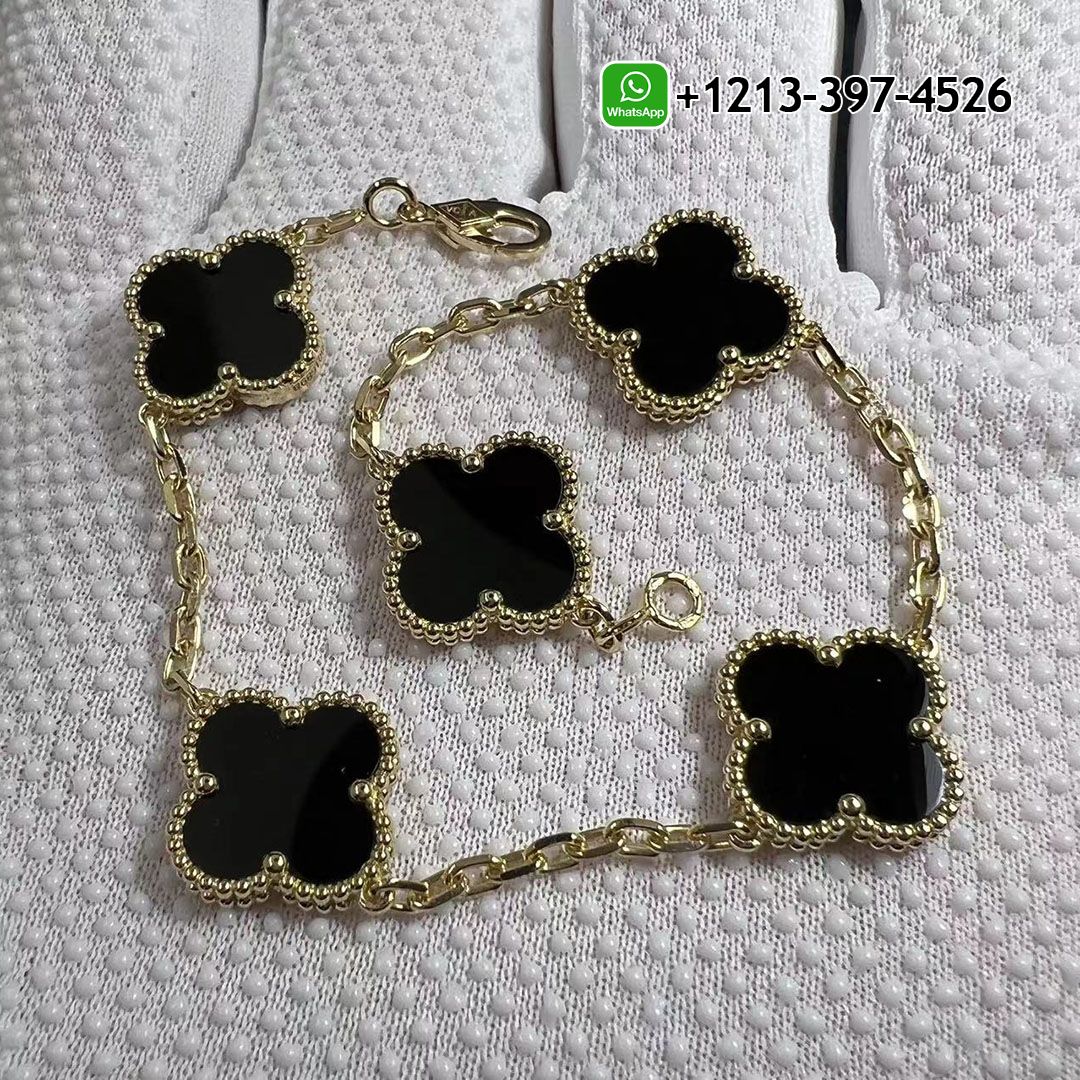 Custom Made Van Cleef & Arpels Vintage Alhambra 5 Motif 18K Yellow Gold Bracelet - High Quality 18k Gold and Diamond Luxury Distinctive Collection Designer Jewelry Customized Factory Price Van Cleef Arpels Vintage Alhambra 5 Motif 18K Yellow Gold Bracelet VCARA41300