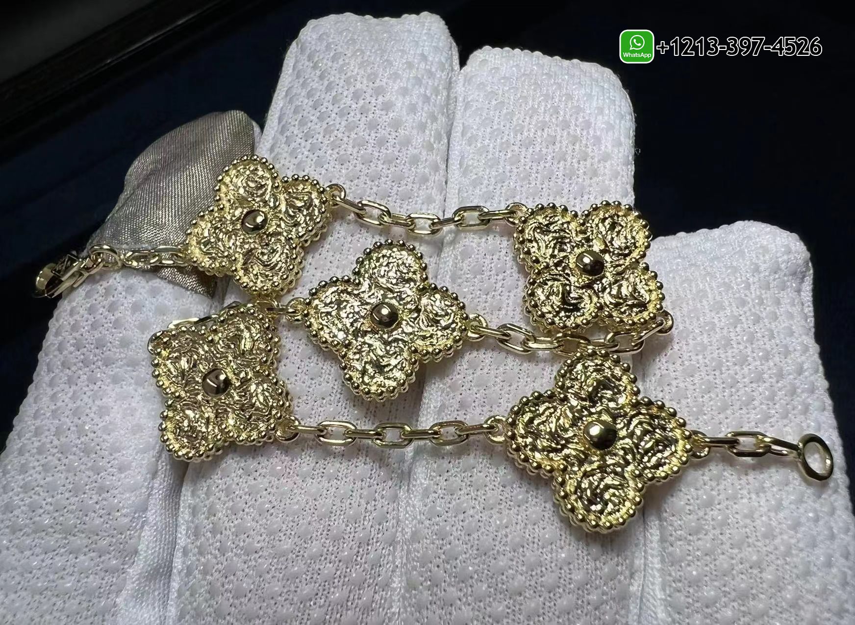 Van-Cleef-Arpels-Vintage-Alhambra-5-Motif-18K-Yellow-Gold-Bracelet-VCARO1IE00-1.jpg Custom Made Best Sellers Quality 1:1 Copy Van Cleef & Arpels Vintage Alhambra 5 Motif 18K Yellow Gold Bracelet - High Quality 18k Gold and Diamond Luxury Distinctive Collection Designer Jewelry Customized Factory Price - Image 2