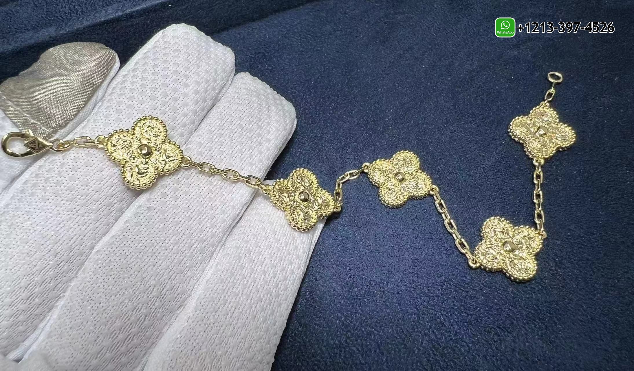 Van-Cleef-Arpels-Vintage-Alhambra-5-Motif-18K-Yellow-Gold-Bracelet-VCARO1IE00-2.jpg Custom Made Best Sellers Quality 1:1 Copy Van Cleef & Arpels Vintage Alhambra 5 Motif 18K Yellow Gold Bracelet - High Quality 18k Gold and Diamond Luxury Distinctive Collection Designer Jewelry Customized Factory Price - Image 3