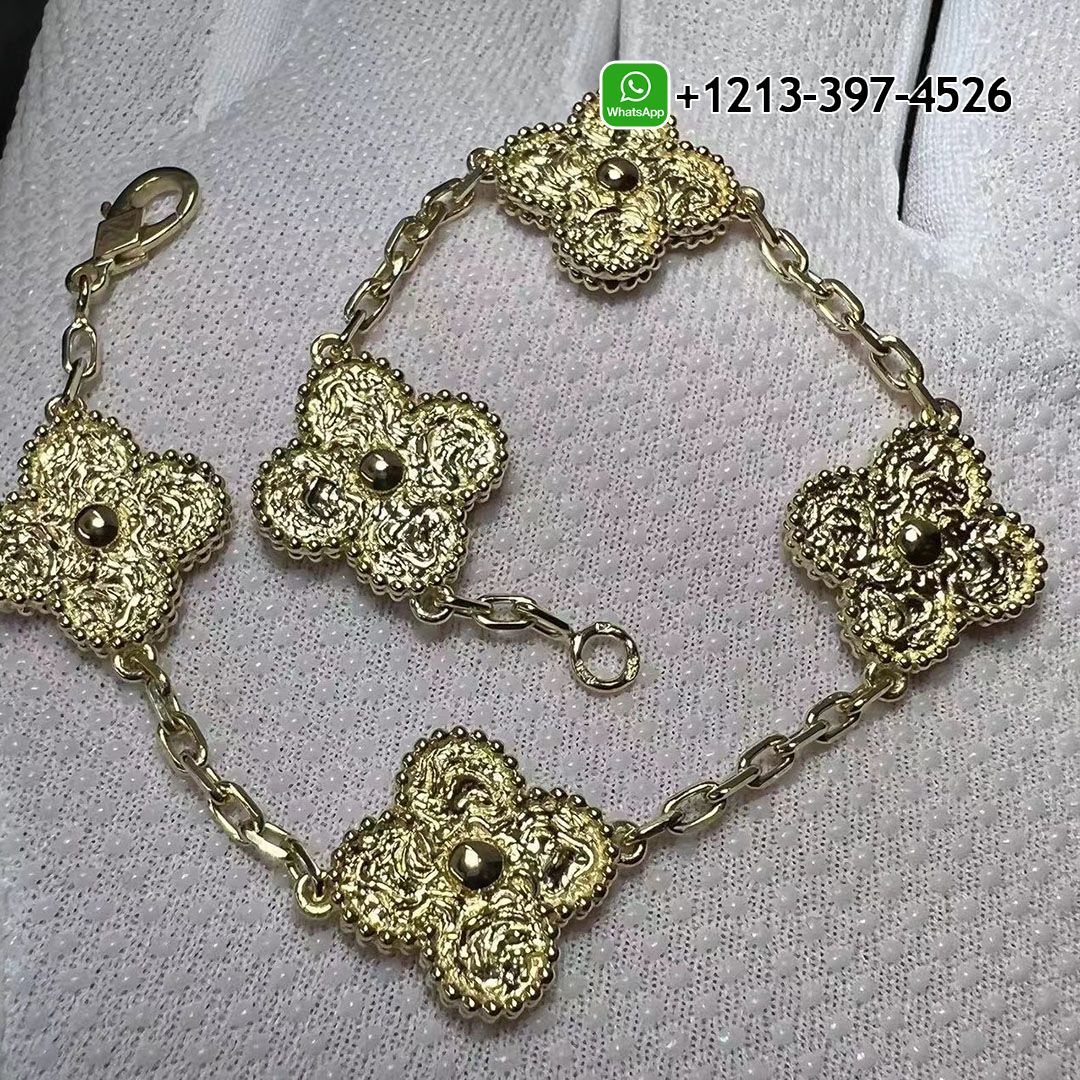 Van-Cleef-Arpels-Vintage-Alhambra-5-Motif-18K-Yellow-Gold-Bracelet-VCARO1IE00.jpg Custom Made Best Sellers Quality 1:1 Copy Van Cleef & Arpels Vintage Alhambra 5 Motif 18K Yellow Gold Bracelet - High Quality 18k Gold and Diamond Luxury Distinctive Collection Designer Jewelry Customized Factory Price