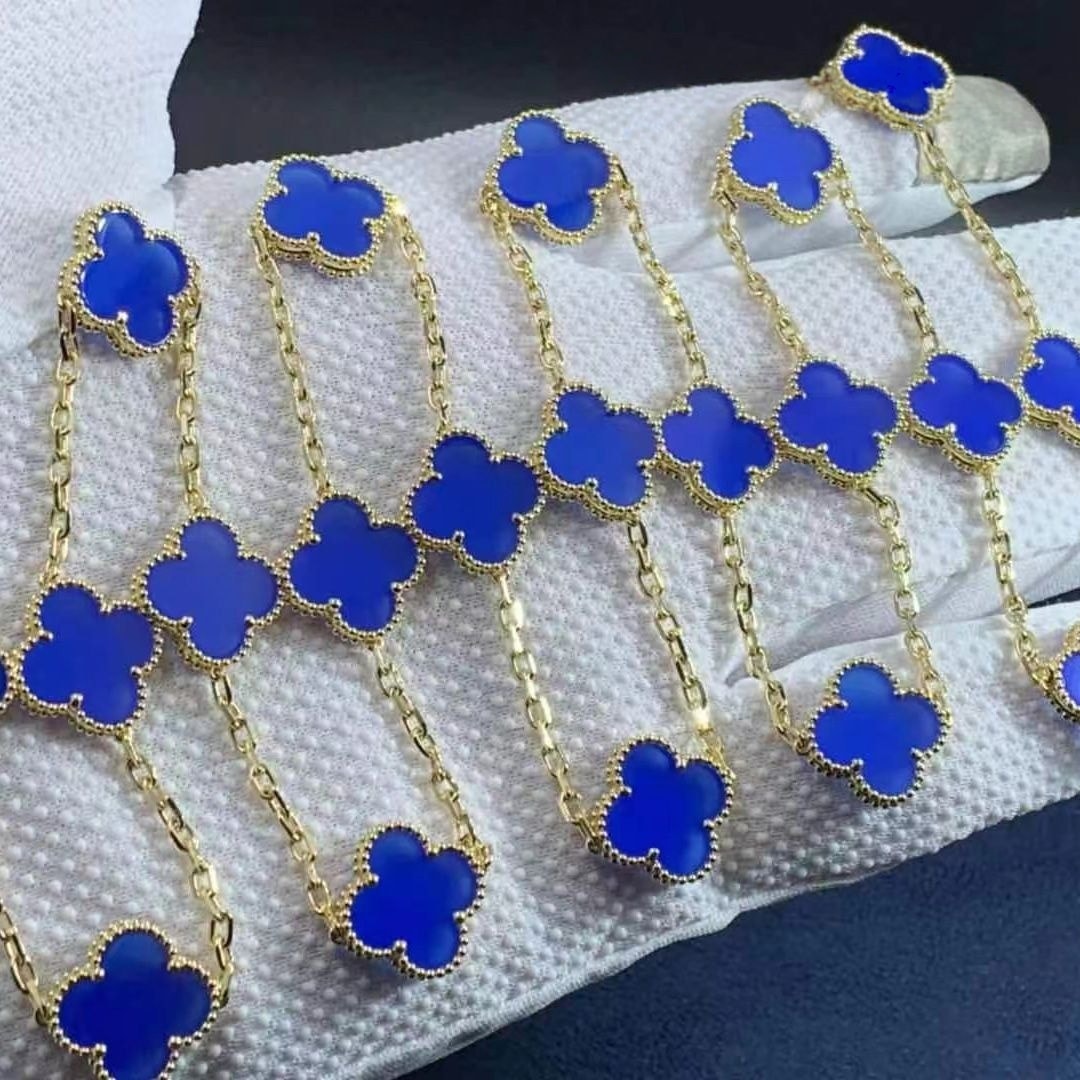 van cleef arpels vintage alhambra blue agate 18k yellow gold 20 motif long necklace vcarp7rn00