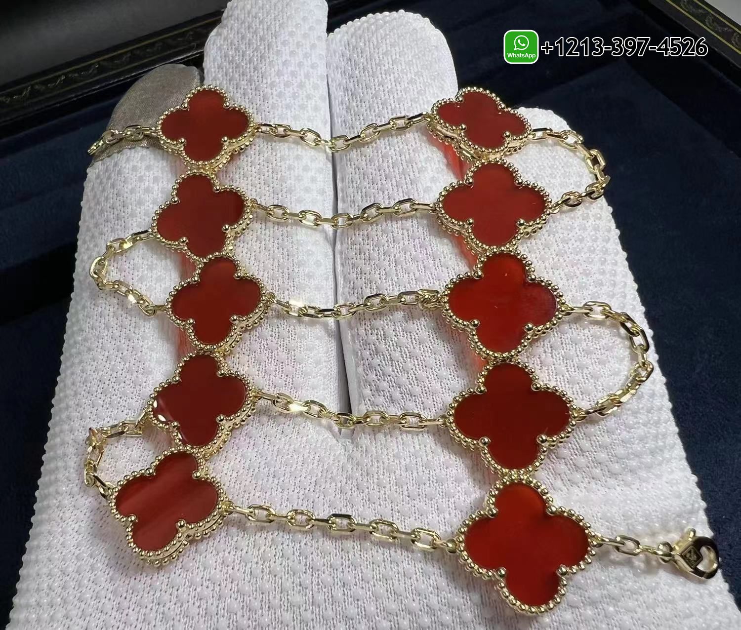 Van-Cleef-Arpels-Vintage-Alhambra-Carnelian-10-Motif-18k-Yellow-Gold-Necklace-VCARD40600-1.jpg Best Sellers 1:1 Quality Cheap Custom Made Van Cleef & Arpels Vintage Alhambra Carnelian 10 Motif 18k Yellow Gold Necklace - High Quality 18k Gold and Diamond Luxury Distinctive Collection Designer Jewelry Customized Factory Price - Image 2