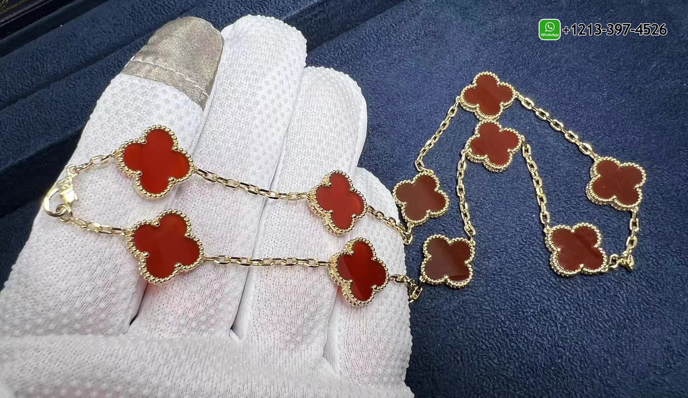 Van-Cleef-Arpels-Vintage-Alhambra-Carnelian-10-Motif-18k-Yellow-Gold-Necklace-VCARD40600-2.jpg Best Sellers 1:1 Quality Cheap Custom Made Van Cleef & Arpels Vintage Alhambra Carnelian 10 Motif 18k Yellow Gold Necklace - High Quality 18k Gold and Diamond Luxury Distinctive Collection Designer Jewelry Customized Factory Price - Image 3
