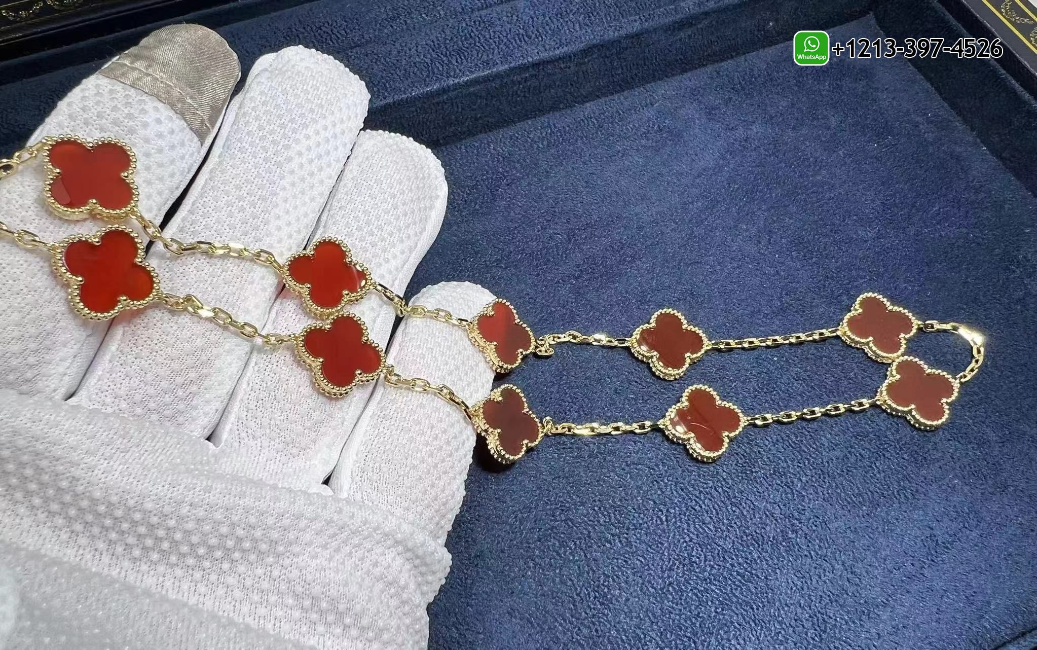 Van-Cleef-Arpels-Vintage-Alhambra-Carnelian-10-Motif-18k-Yellow-Gold-Necklace-VCARD40600-4.jpg Best Sellers 1:1 Quality Cheap Custom Made Van Cleef & Arpels Vintage Alhambra Carnelian 10 Motif 18k Yellow Gold Necklace - High Quality 18k Gold and Diamond Luxury Distinctive Collection Designer Jewelry Customized Factory Price - Image 5