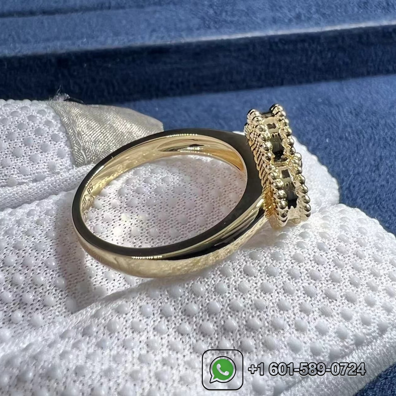 van cleef arpels vintage alhambra guilloche 18k yellow gold ring vcarp6i300 1