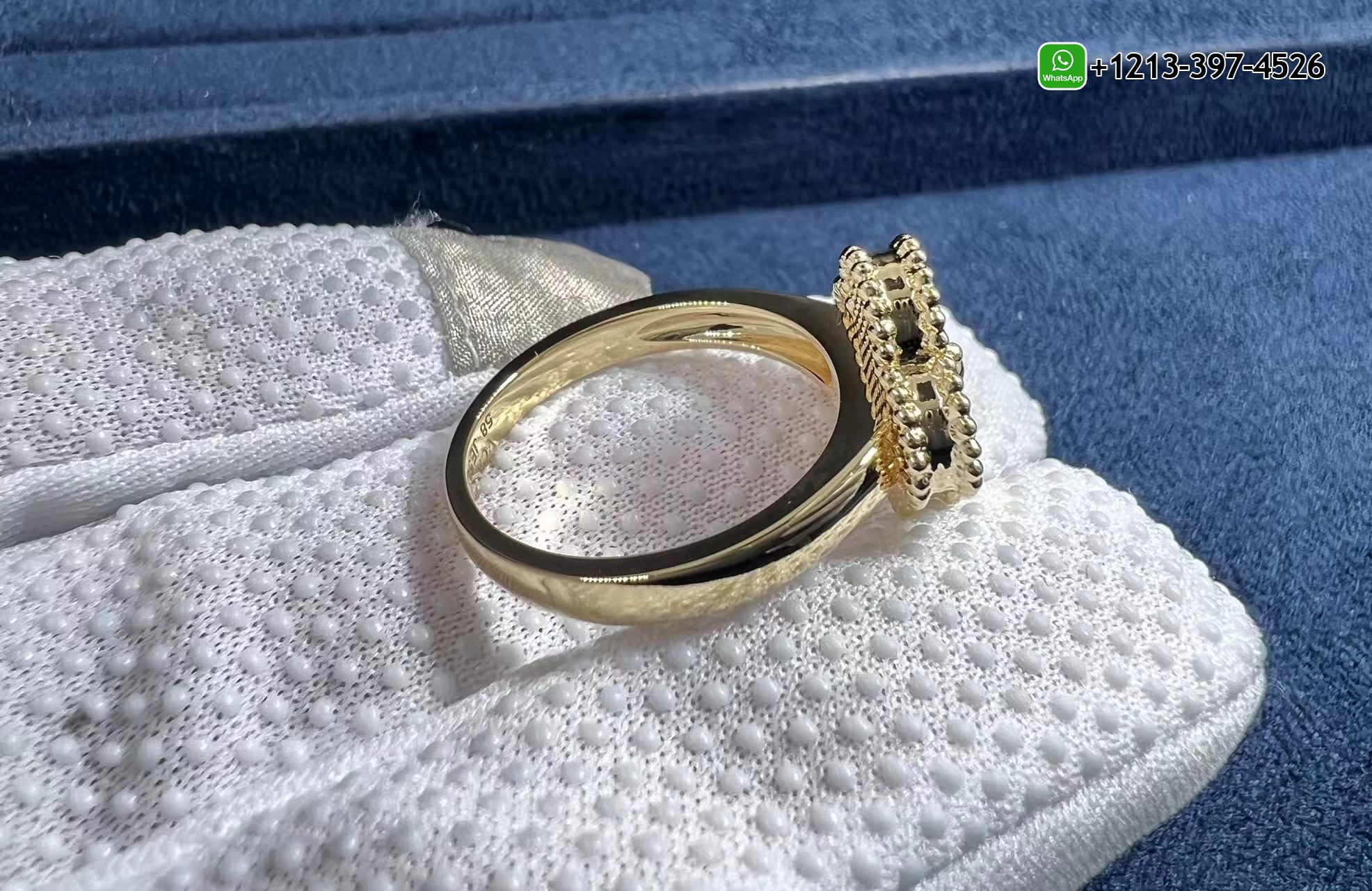 Van-Cleef-Arpels-Vintage-Alhambra-Guilloche-18k-Yellow-Gold-Ring-VCARP6I300-1.jpg Buy Best Quality Custom Made Cheap Van Cleef & Arpels Vintage Alhambra Guilloché 18k Yellow Gold Ring Replica - High Quality 18k Gold and Diamond Luxury Distinctive Collection Designer Jewelry Customized Factory Price - Image 2