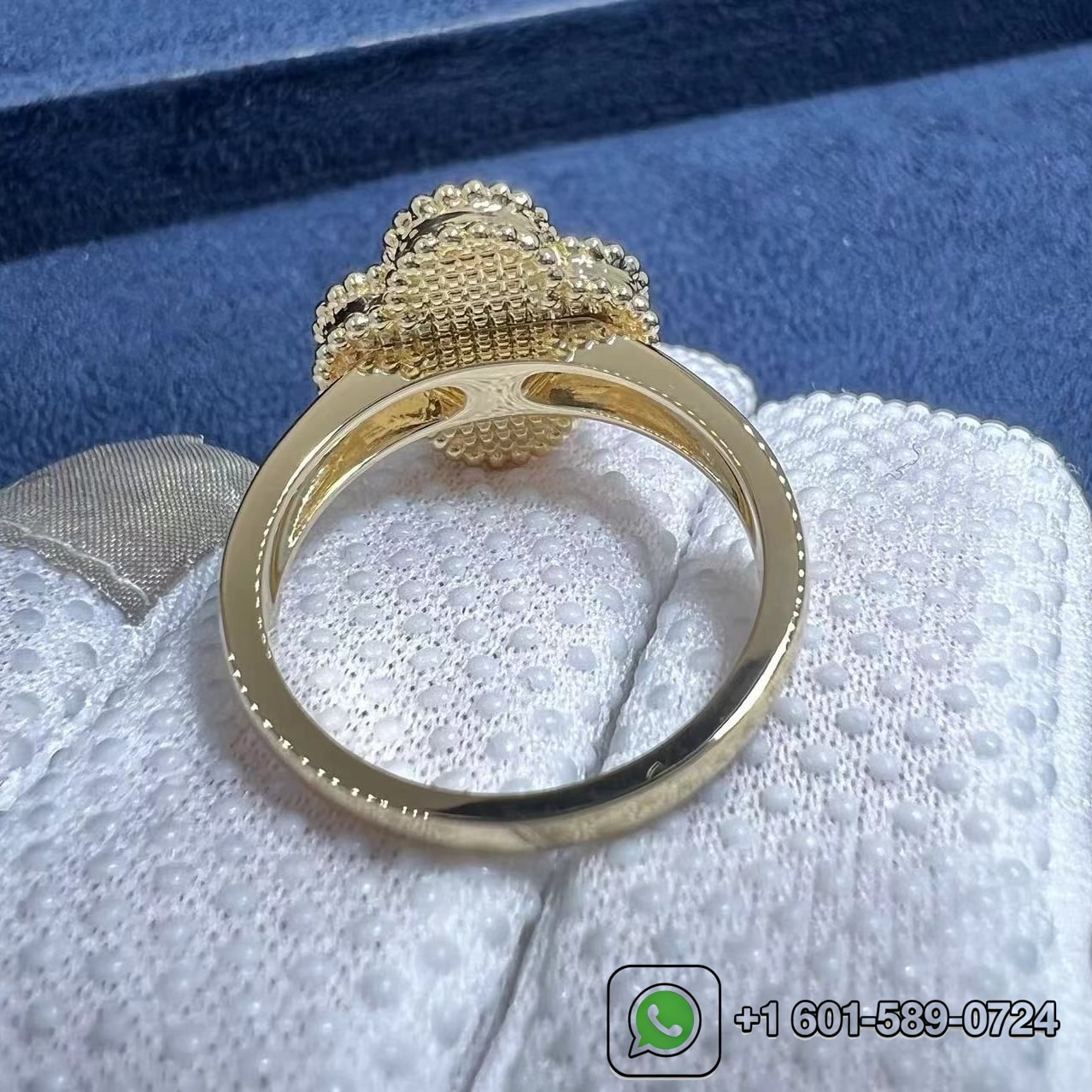 van cleef arpels vintage alhambra guilloche 18k yellow gold ring vcarp6i300 2
