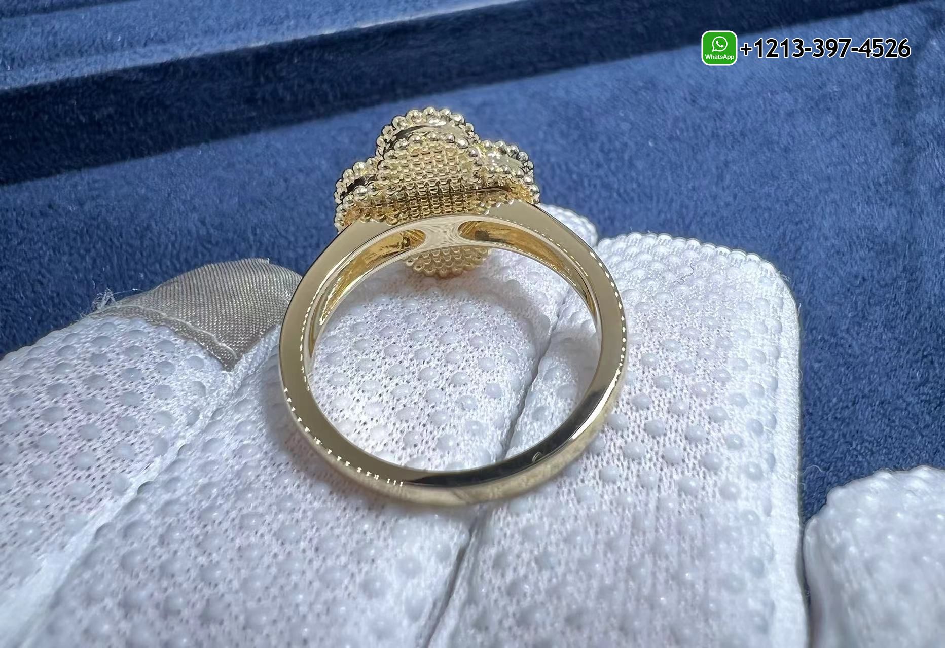 Van-Cleef-Arpels-Vintage-Alhambra-Guilloche-18k-Yellow-Gold-Ring-VCARP6I300-2.jpg Buy Best Quality Custom Made Cheap Van Cleef & Arpels Vintage Alhambra Guilloché 18k Yellow Gold Ring Replica - High Quality 18k Gold and Diamond Luxury Distinctive Collection Designer Jewelry Customized Factory Price - Image 3