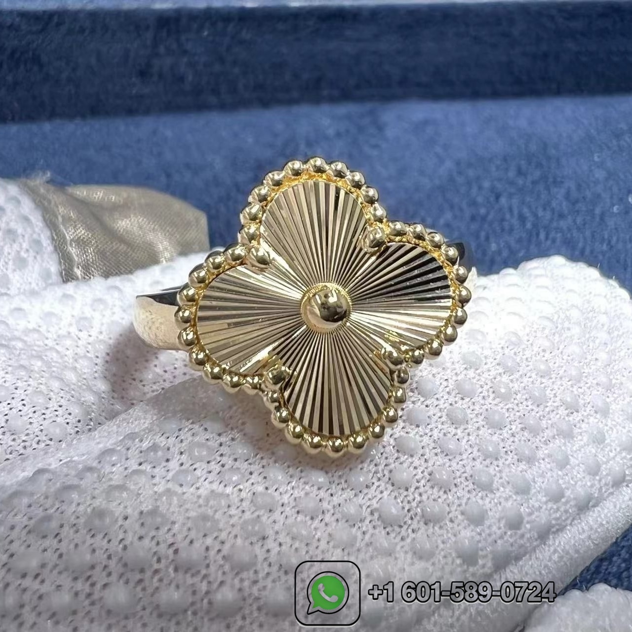 van cleef arpels vintage alhambra guilloche 18k yellow gold ring vcarp6i300 5