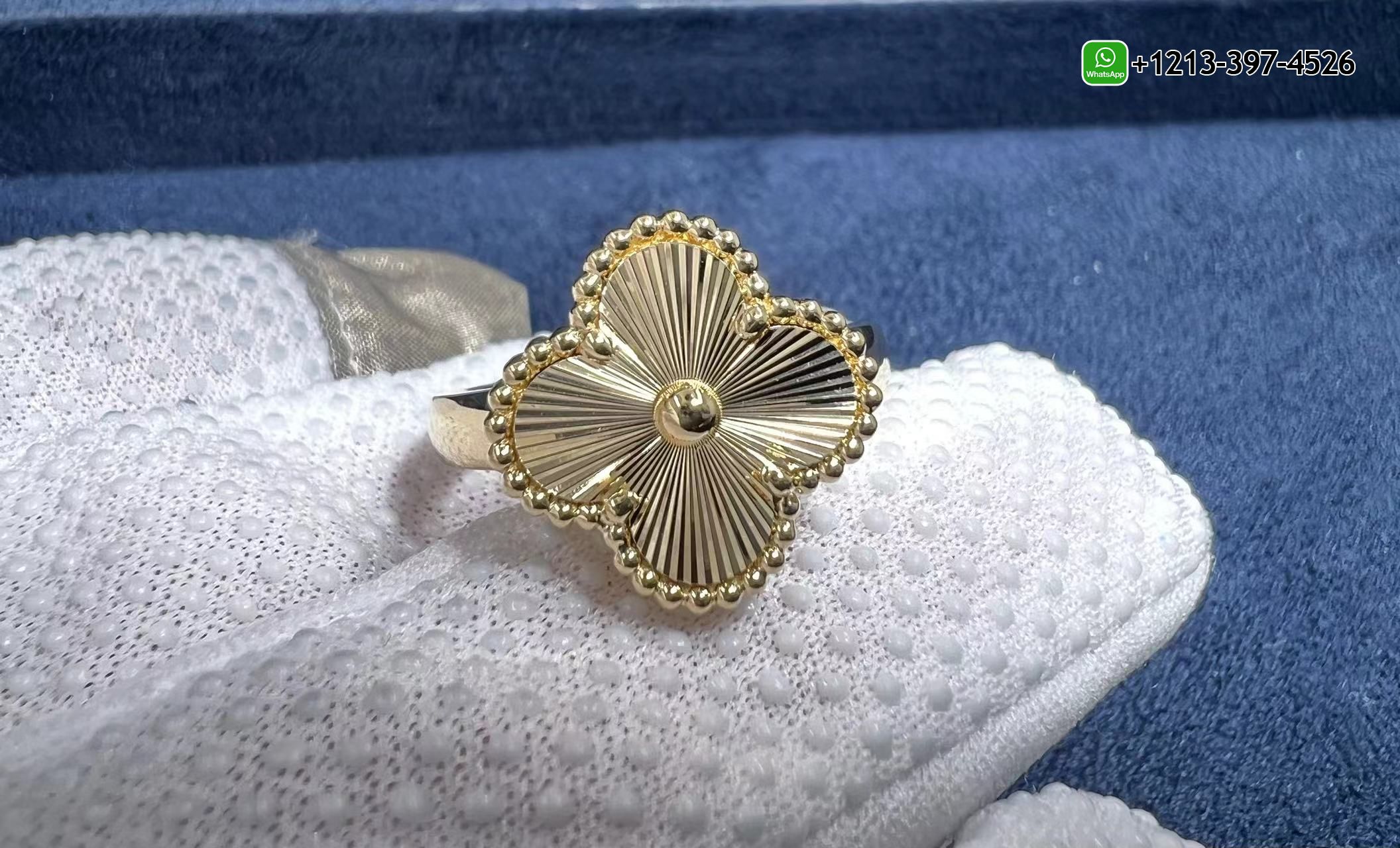 Van-Cleef-Arpels-Vintage-Alhambra-Guilloche-18k-Yellow-Gold-Ring-VCARP6I300-5.jpg Buy Best Quality Custom Made Cheap Van Cleef & Arpels Vintage Alhambra Guilloché 18k Yellow Gold Ring Replica - High Quality 18k Gold and Diamond Luxury Distinctive Collection Designer Jewelry Customized Factory Price - Image 6