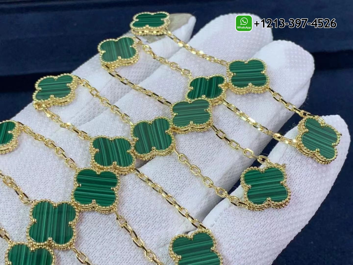 Van-Cleef-Arpels-Vintage-Alhambra-Malachite-20-Motif-18k-Yellow-Gold-Long-Necklace-VCARL88100-1.jpg Best Sellers 1:1 Quality Cheap Custom Made Van Cleef & Arpels Vintage Alhambra Malachite 20 Motif 18k Yellow Gold Long Necklace - High Quality 18k Gold and Diamond Luxury Distinctive Collection Designer Jewelry Customized Factory Price - Image 2