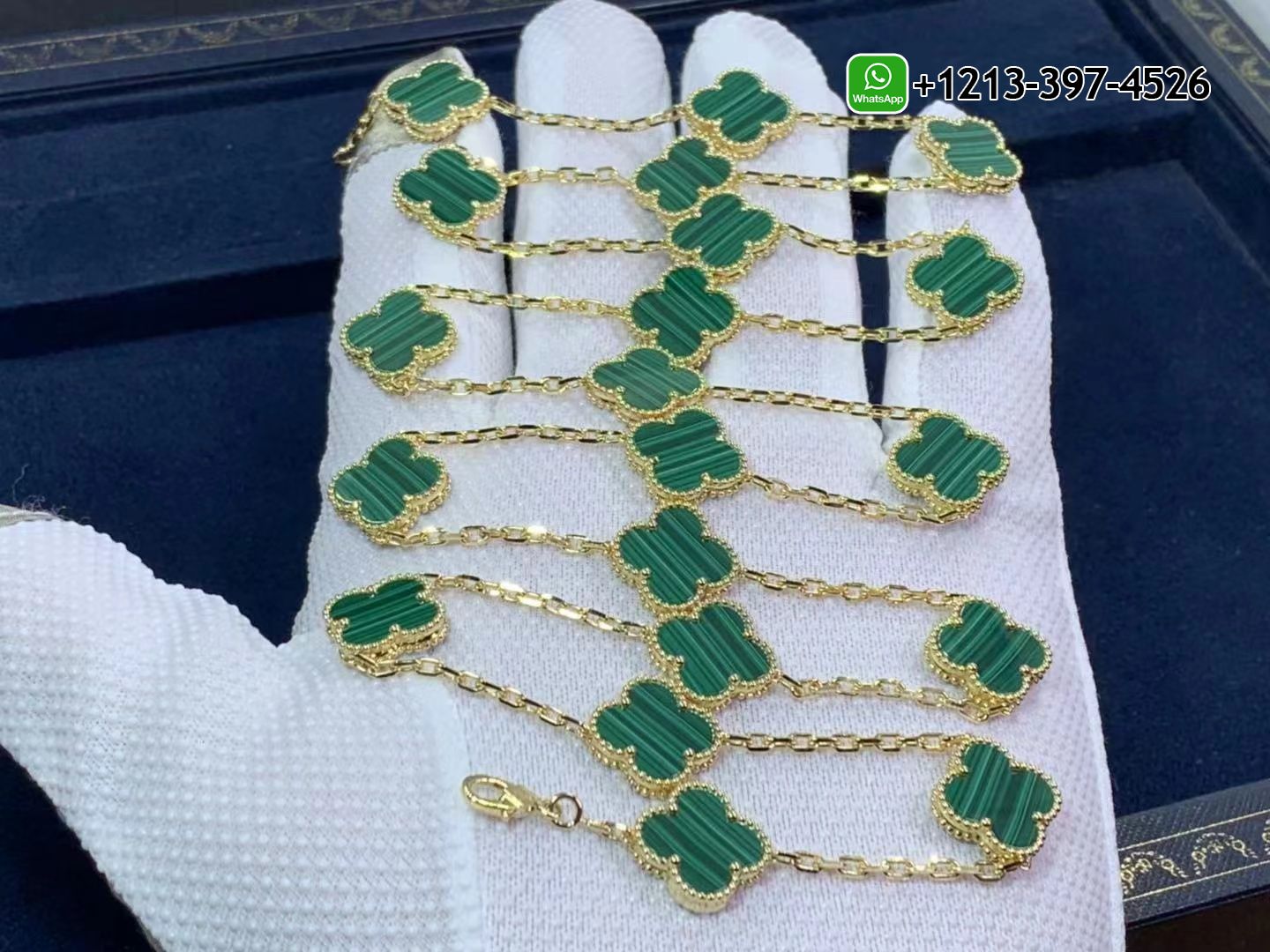 Van-Cleef-Arpels-Vintage-Alhambra-Malachite-20-Motif-18k-Yellow-Gold-Long-Necklace-VCARL88100-3.jpg Best Sellers 1:1 Quality Cheap Custom Made Van Cleef & Arpels Vintage Alhambra Malachite 20 Motif 18k Yellow Gold Long Necklace - High Quality 18k Gold and Diamond Luxury Distinctive Collection Designer Jewelry Customized Factory Price - Image 4
