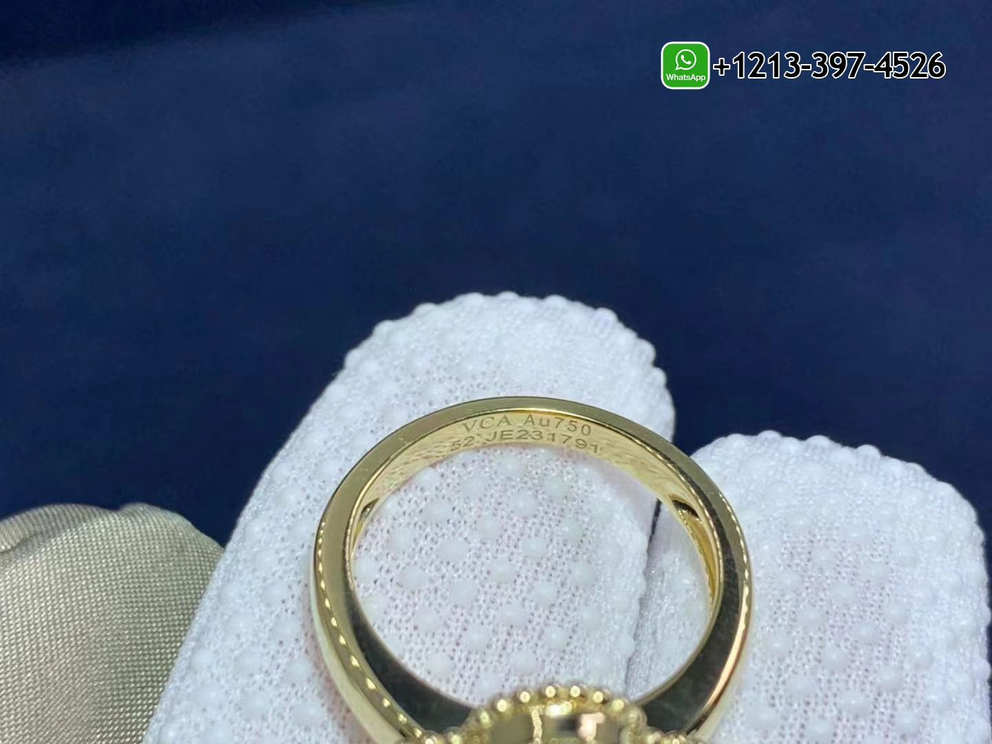 Van-Cleef-Arpels-Vintage-Alhambra-Malachite-Diamond-18k-Yellow-Gold-Ring-VCARO3QM00-1.jpg Best Sellers 1:1 Quality Cheap Custom Made Van Cleef & Arpels Vintage Alhambra Malachite Diamond 18k Yellow Gold Ring - High Quality 18k Gold and Diamond Luxury Distinctive Collection Designer Jewelry Customized Factory Price - Image 2