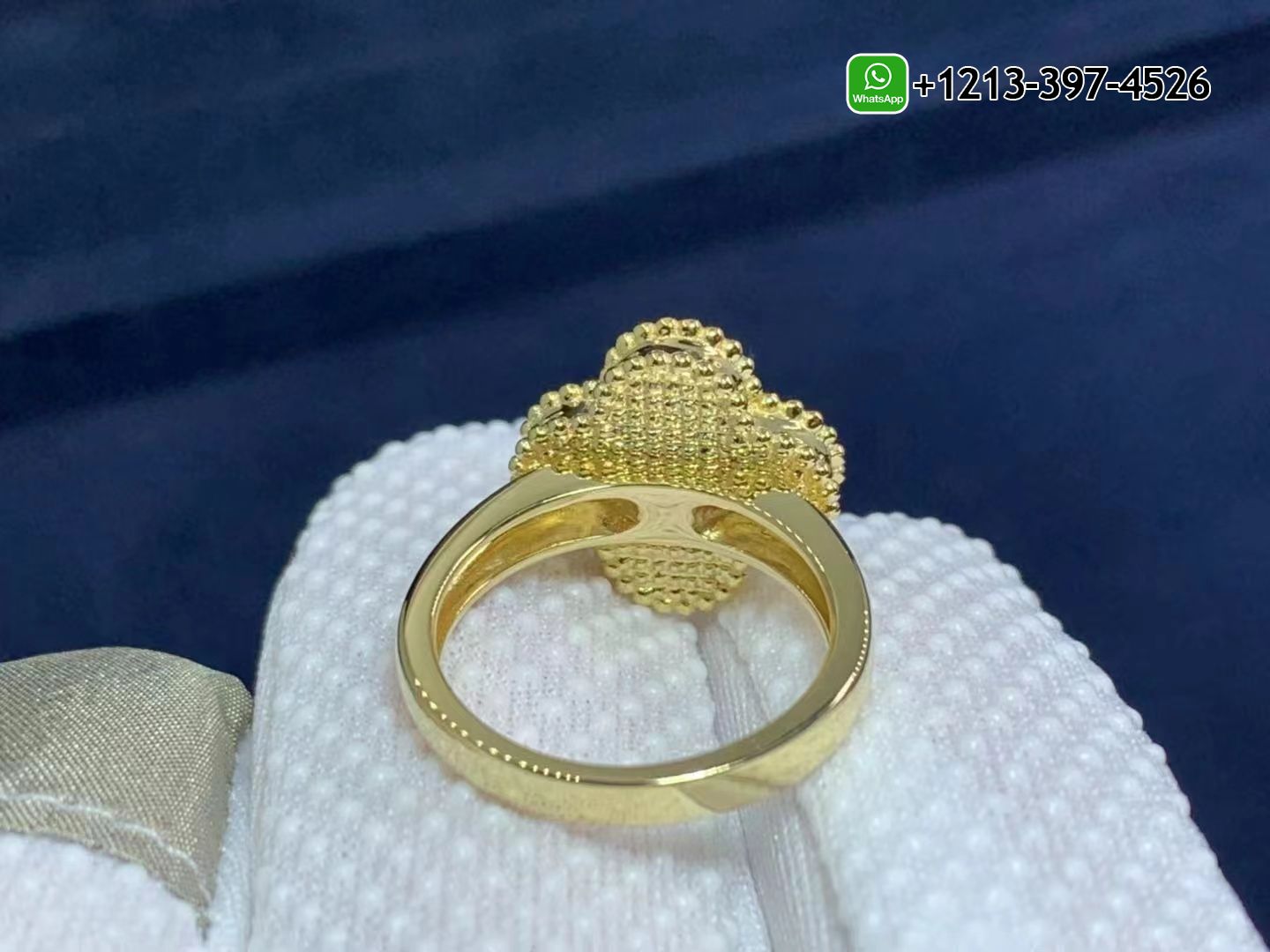 Van-Cleef-Arpels-Vintage-Alhambra-Malachite-Diamond-18k-Yellow-Gold-Ring-VCARO3QM00-3.jpg Best Sellers 1:1 Quality Cheap Custom Made Van Cleef & Arpels Vintage Alhambra Malachite Diamond 18k Yellow Gold Ring - High Quality 18k Gold and Diamond Luxury Distinctive Collection Designer Jewelry Customized Factory Price - Image 4