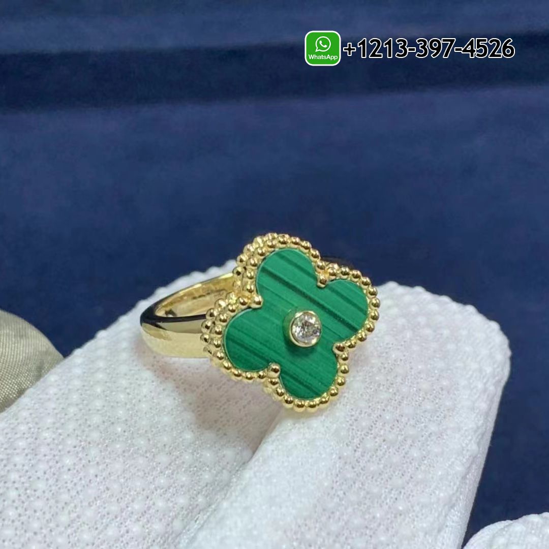 Van-Cleef-Arpels-Vintage-Alhambra-Malachite-Diamond-18k-Yellow-Gold-Ring-VCARO3QM00.jpg Best Sellers 1:1 Quality Cheap Custom Made Van Cleef & Arpels Vintage Alhambra Malachite Diamond 18k Yellow Gold Ring - High Quality 18k Gold and Diamond Luxury Distinctive Collection Designer Jewelry Customized Factory Price
