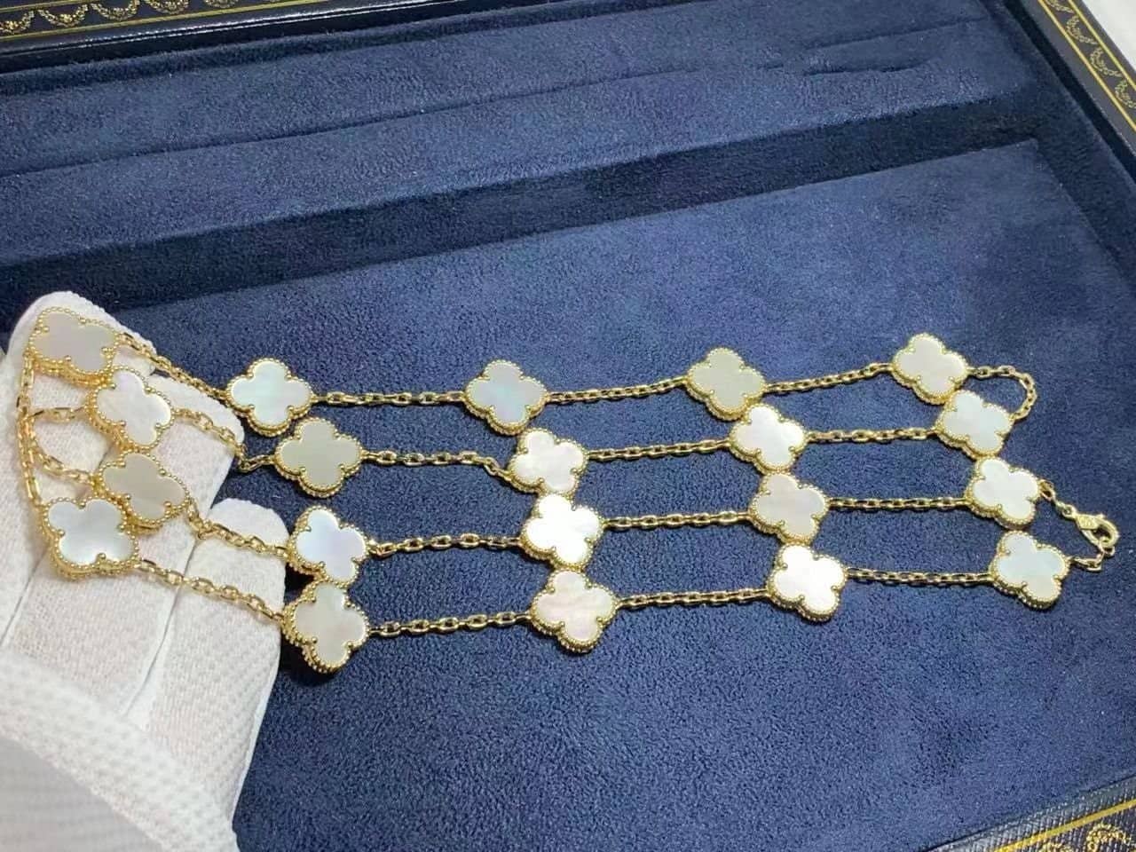 van cleef arpels vintage alhambra mother of pearl 20 motif 18k yellow gold necklace vcara42100 1