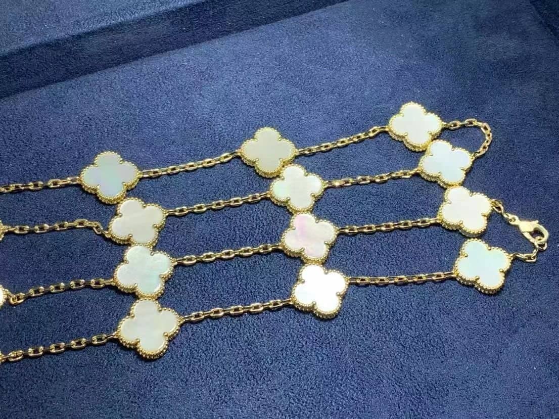 van cleef arpels vintage alhambra mother of pearl 20 motif 18k yellow gold necklace vcara42100 2