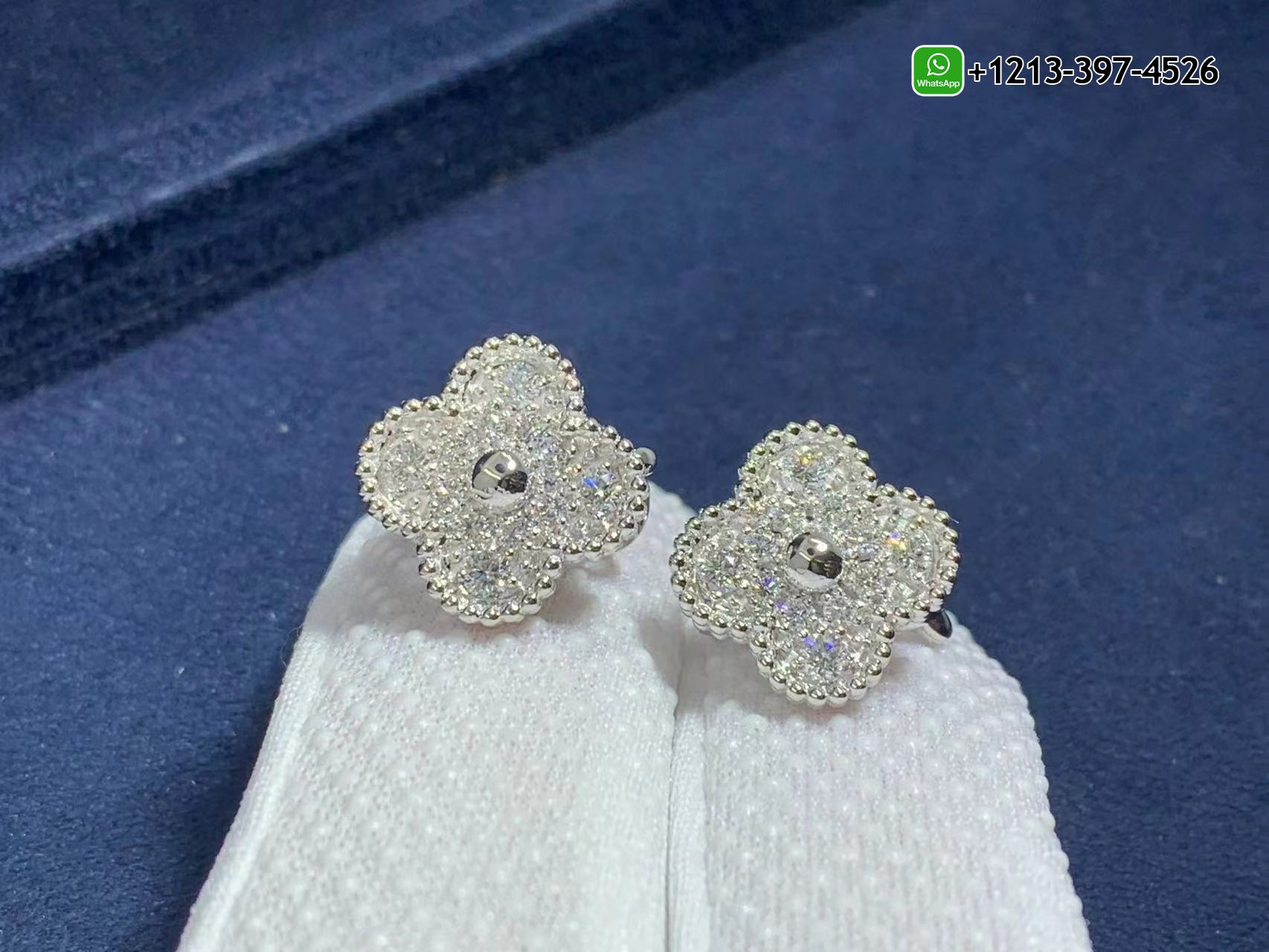 Van-Cleef-Arpels-Vintage-Alhambra-Pave-Diamond-18K-White-Gold-Earrings-VCARA44600-1.jpg Custom Made Best Quality 1:1 Cheap Van Cleef & Arpels Vintage Alhambra Pave Diamond 18K White Gold Earrings - High Quality 18k Gold and Diamond Luxury Distinctive Collection Designer Jewelry Customized Factory Price - Image 2