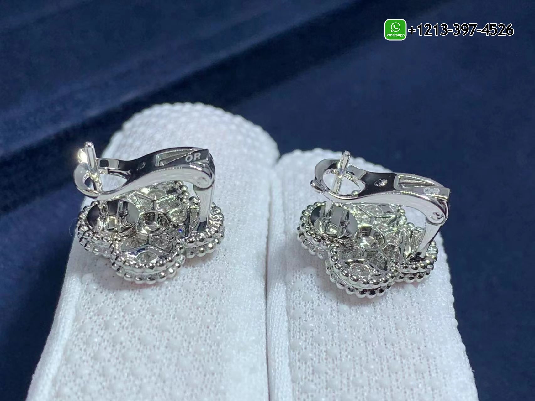 Van-Cleef-Arpels-Vintage-Alhambra-Pave-Diamond-18K-White-Gold-Earrings-VCARA44600-2.jpg Custom Made Best Quality 1:1 Cheap Van Cleef & Arpels Vintage Alhambra Pave Diamond 18K White Gold Earrings - High Quality 18k Gold and Diamond Luxury Distinctive Collection Designer Jewelry Customized Factory Price - Image 3