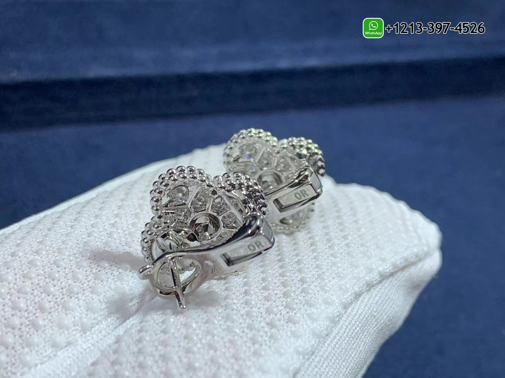 Van-Cleef-Arpels-Vintage-Alhambra-Pave-Diamond-18K-White-Gold-Earrings-VCARA44600-3.jpg Custom Made Best Quality 1:1 Cheap Van Cleef & Arpels Vintage Alhambra Pave Diamond 18K White Gold Earrings - High Quality 18k Gold and Diamond Luxury Distinctive Collection Designer Jewelry Customized Factory Price - Image 4