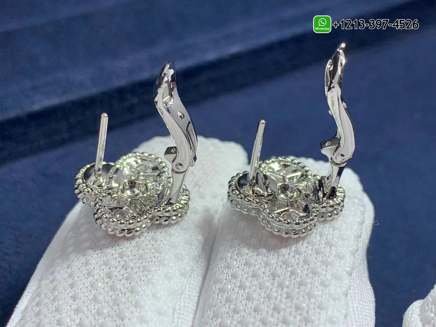 Van-Cleef-Arpels-Vintage-Alhambra-Pave-Diamond-18K-White-Gold-Earrings-VCARA44600-4.jpg Custom Made Best Quality 1:1 Cheap Van Cleef & Arpels Vintage Alhambra Pave Diamond 18K White Gold Earrings - High Quality 18k Gold and Diamond Luxury Distinctive Collection Designer Jewelry Customized Factory Price - Image 5