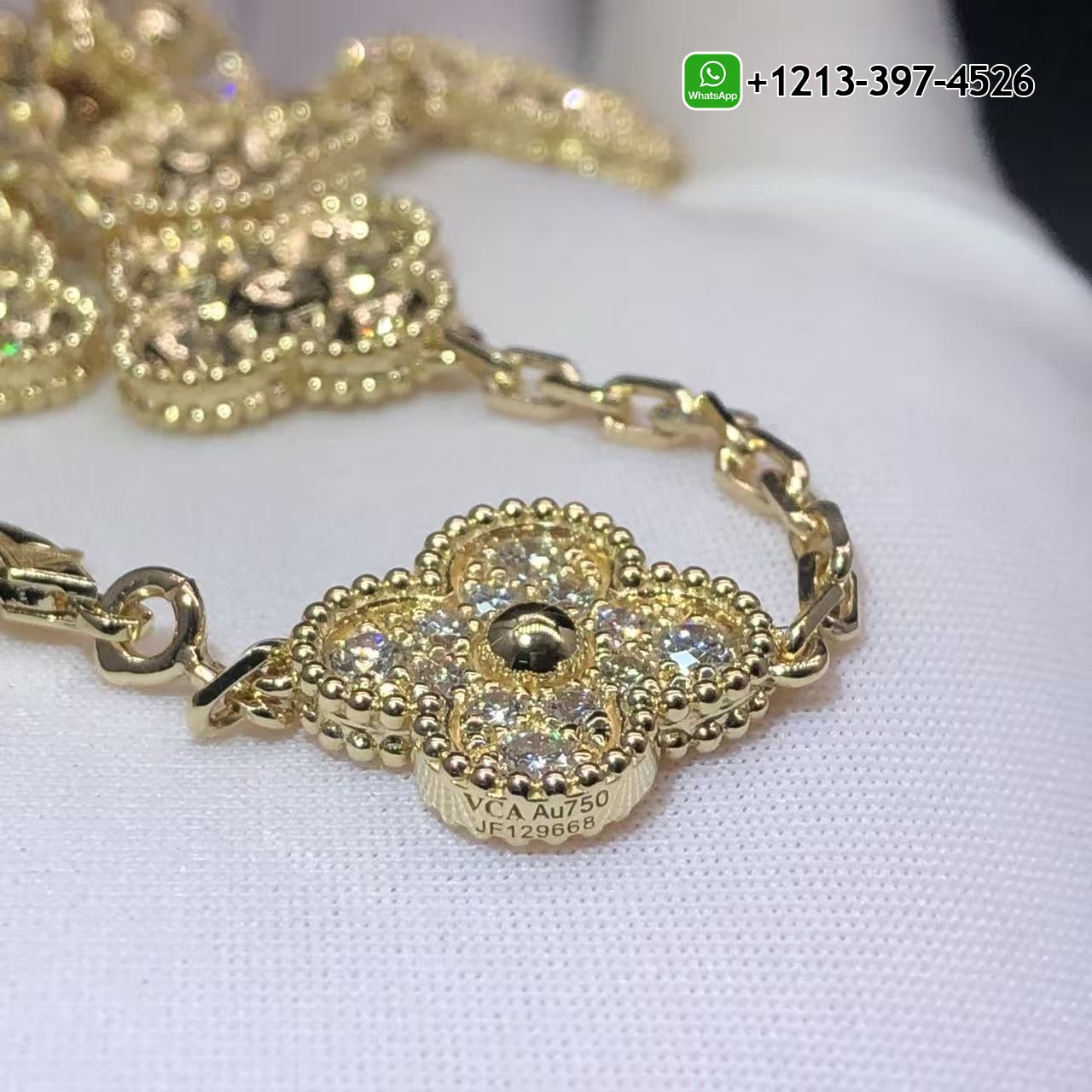 Van-Cleef-Arpels-Vintage-Alhambra-Pave-Diamonds-10-Motifs-18k-Yellow-Gold-Necklace-VCARA42300-2.jpg VCA Van Cleef & Arpels Vintage Alhambra Pave Diamonds 10 Motifs 18k Yellow Gold Necklace - High Quality 18k Gold and Diamond Luxury Distinctive Collection Designer Jewelry Customized Factory Price - Image 2