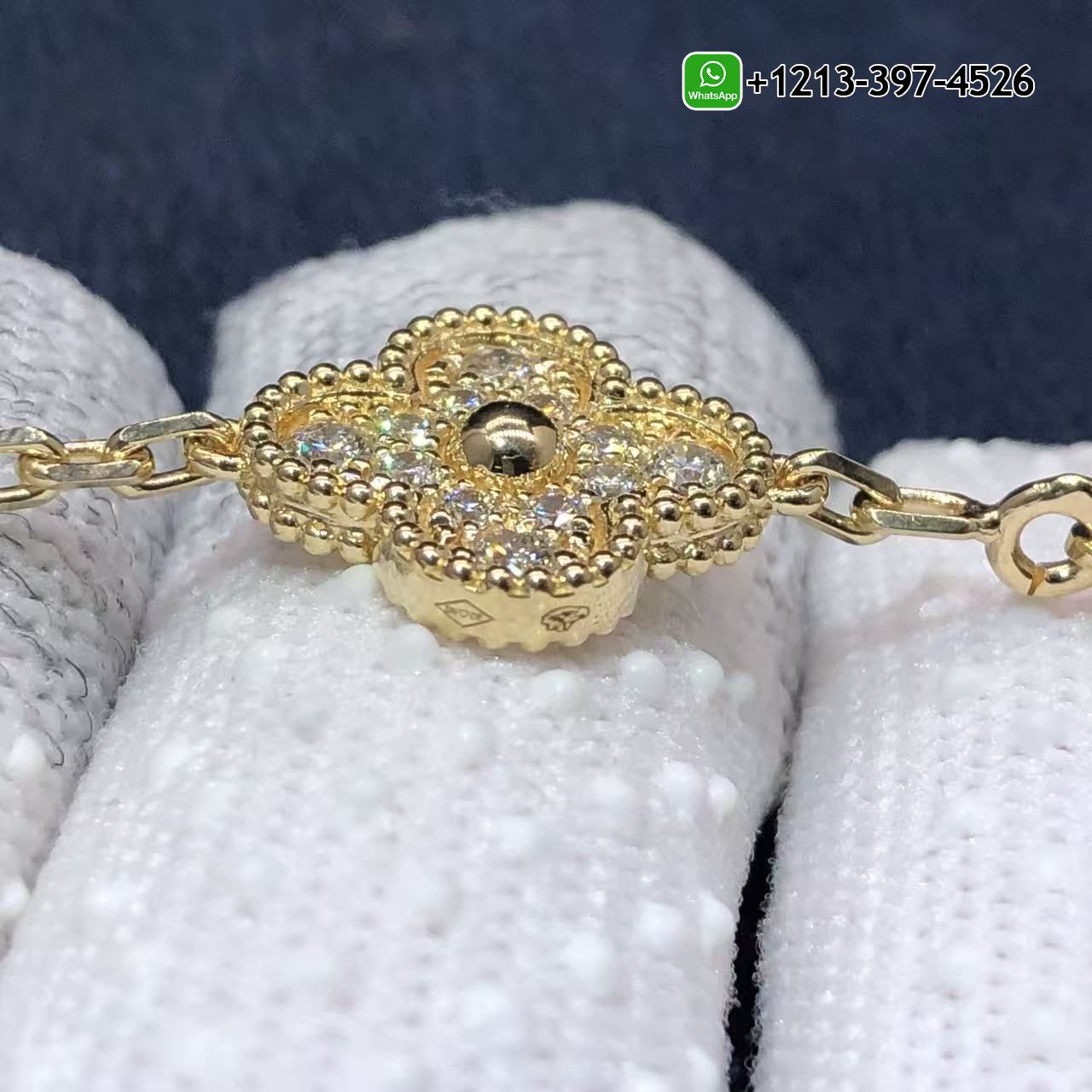 Van-Cleef-Arpels-Vintage-Alhambra-Pave-Diamonds-10-Motifs-18k-Yellow-Gold-Necklace-VCARA42300-4.jpg VCA Van Cleef & Arpels Vintage Alhambra Pave Diamonds 10 Motifs 18k Yellow Gold Necklace - High Quality 18k Gold and Diamond Luxury Distinctive Collection Designer Jewelry Customized Factory Price - Image 5