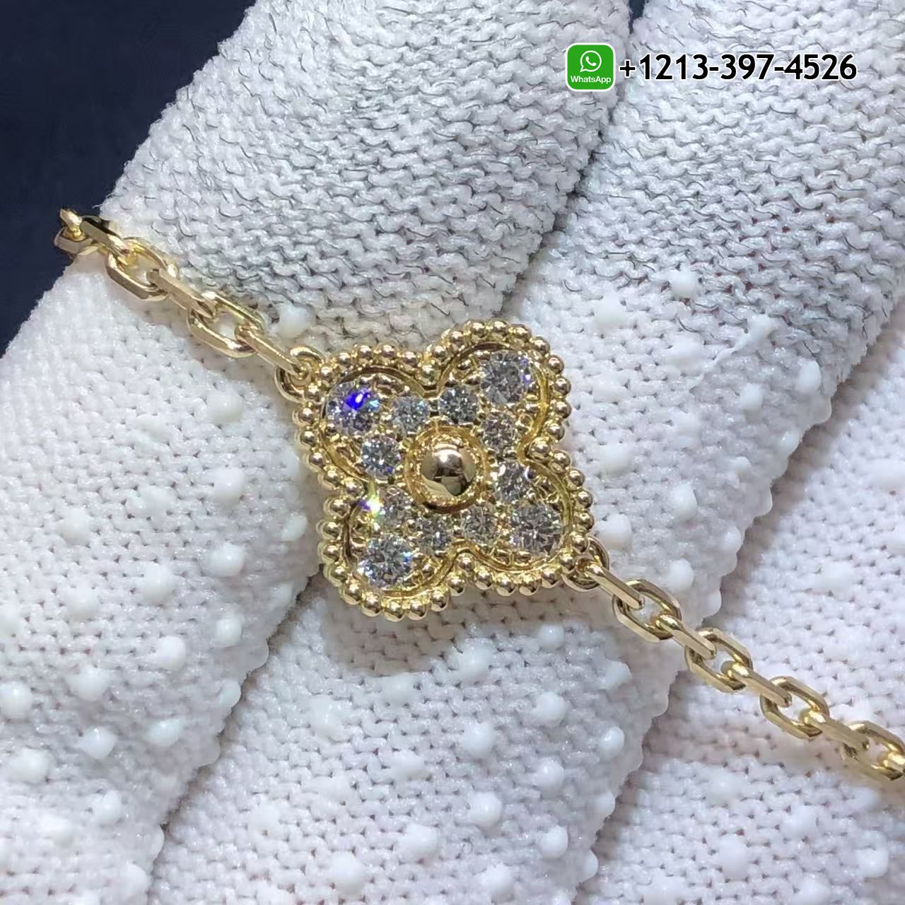 Van-Cleef-Arpels-Vintage-Alhambra-Pave-Diamonds-10-Motifs-18k-Yellow-Gold-Necklace-VCARA42300-6.jpg VCA Van Cleef & Arpels Vintage Alhambra Pave Diamonds 10 Motifs 18k Yellow Gold Necklace - High Quality 18k Gold and Diamond Luxury Distinctive Collection Designer Jewelry Customized Factory Price - Image 4