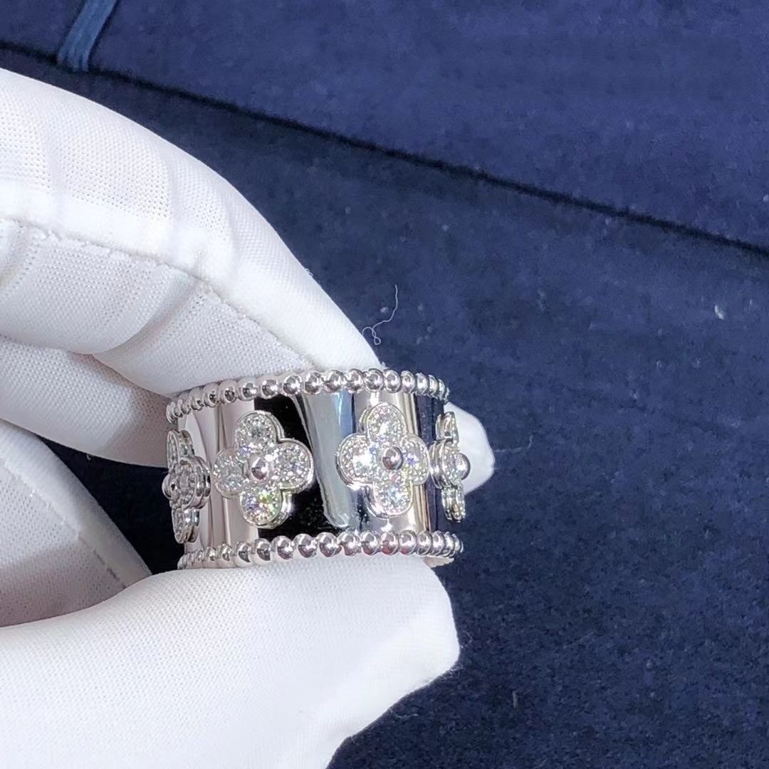van cleef arpels white gold diamond perlee clovers medium ring vcaro9lp00 2