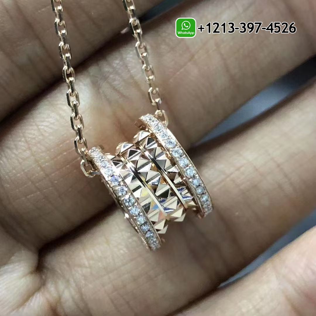 a1zdbwtujax Custom Made Best Sellers Quality 1:1 Copy Bulgari B.zero1 Rock 18 kt Yellow Gold With Pavé Diamonds Pendant Necklace - High Quality 18k Gold and Diamond Luxury Distinctive Collection Designer Jewelry Customized Factory Price - Image 2