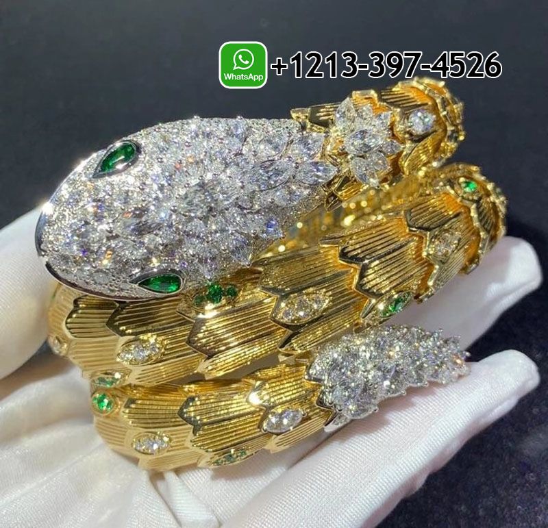 a3qseq1mpzx Custom Made Best Quality 1:1 Bvlgari Serpenti 18K Yellow Gold Diamonds and Emerald High Jewellery Bracelet - High Quality 18k Gold and Diamond Luxury Distinctive Collection Designer Jewelry Customized Factory Price - Image 2
