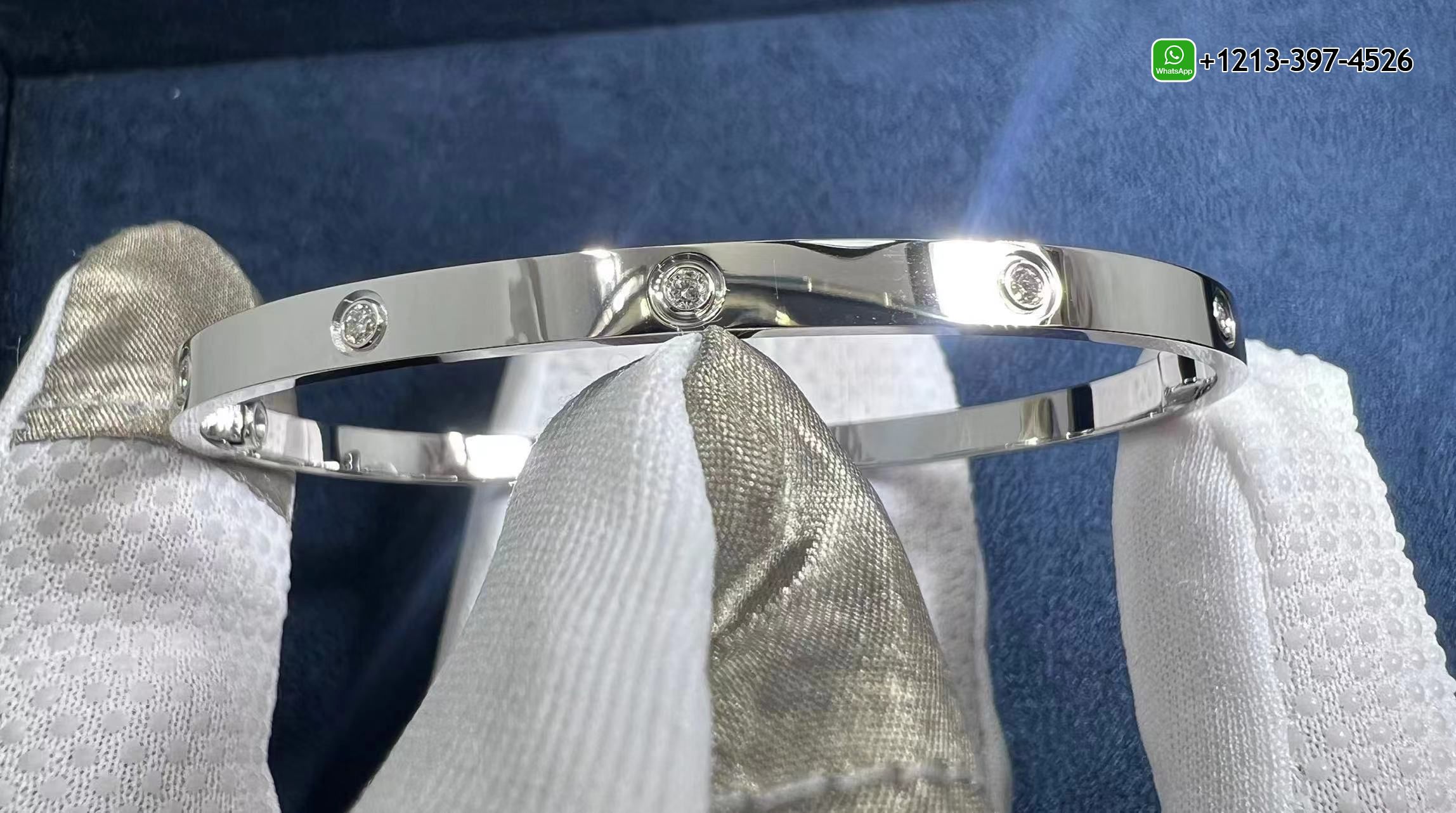 acsu3h3lmoc Custom Made Cartier Love 18K White Gold 10 Diamond Small Model Bracelet - High Quality 18k Gold and Diamond Luxury Distinctive Collection Designer Jewelry Customized Factory Price - Image 4