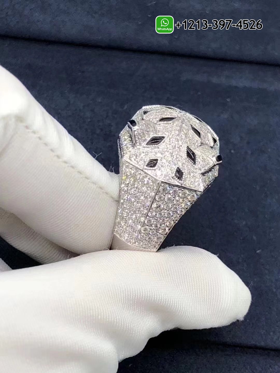 ad32r433ptm Custom Made Best Quality 1:1 Cartier 18K White Gold Diamond Paved Panthère de Cartier Ring - High Quality 18k Gold and Diamond Luxury Distinctive Collection Designer Jewelry Customized Factory Price - Image 2