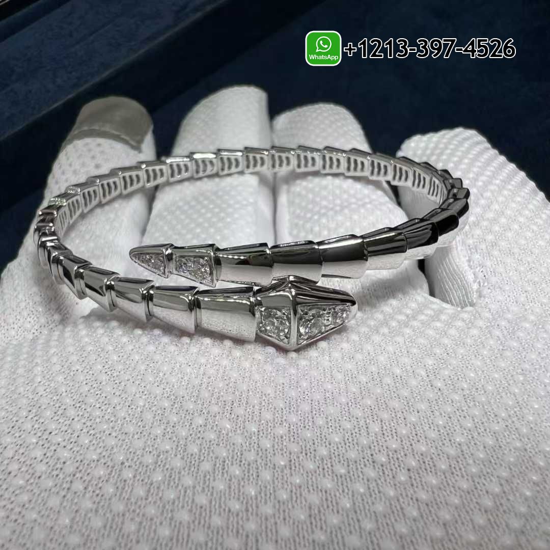 adj2wohhco3 Custom Made Best Sellers Quality 1:1 Bvlgari Serpenti Viper Diamond 18k White Gold Bracelet - High Quality 18k Gold and Diamond Luxury Distinctive Collection Designer Jewelry Customized Factory Price - Image 3