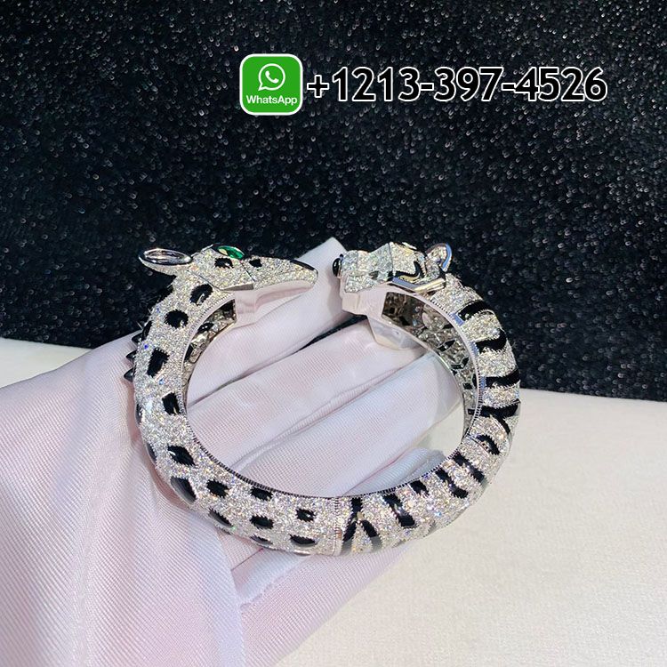 adsya0wgkhr Highest Quality Cartier 18k White Gold Pave Diamonds Onyx Indomptables de Cartier Tiger and Giraffe Bracelet - High Quality 18k Gold and Diamond Luxury Distinctive Collection Designer Jewelry Customized Factory Price - Image 7
