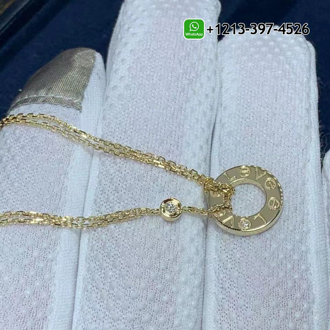 Best Sellers 1:1 Quality Cheap Custom Made Cartier 18K Yellow Gold 2 Diamond LOVE Necklace - High Quality 18k Gold and Diamond Luxury Distinctive Collection Designer Jewelry Customized Factory Price