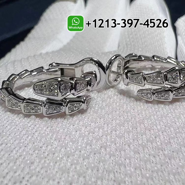 akqfnwer5ph Best Sellers 1:1 Quality Cheap Custom Made Bvlgari Serpenti Viper Full Pave Diamond 18k White Gold Hoop Earrings - High Quality 18k Gold and Diamond Luxury Distinctive Collection Designer Jewelry Customized Factory Price