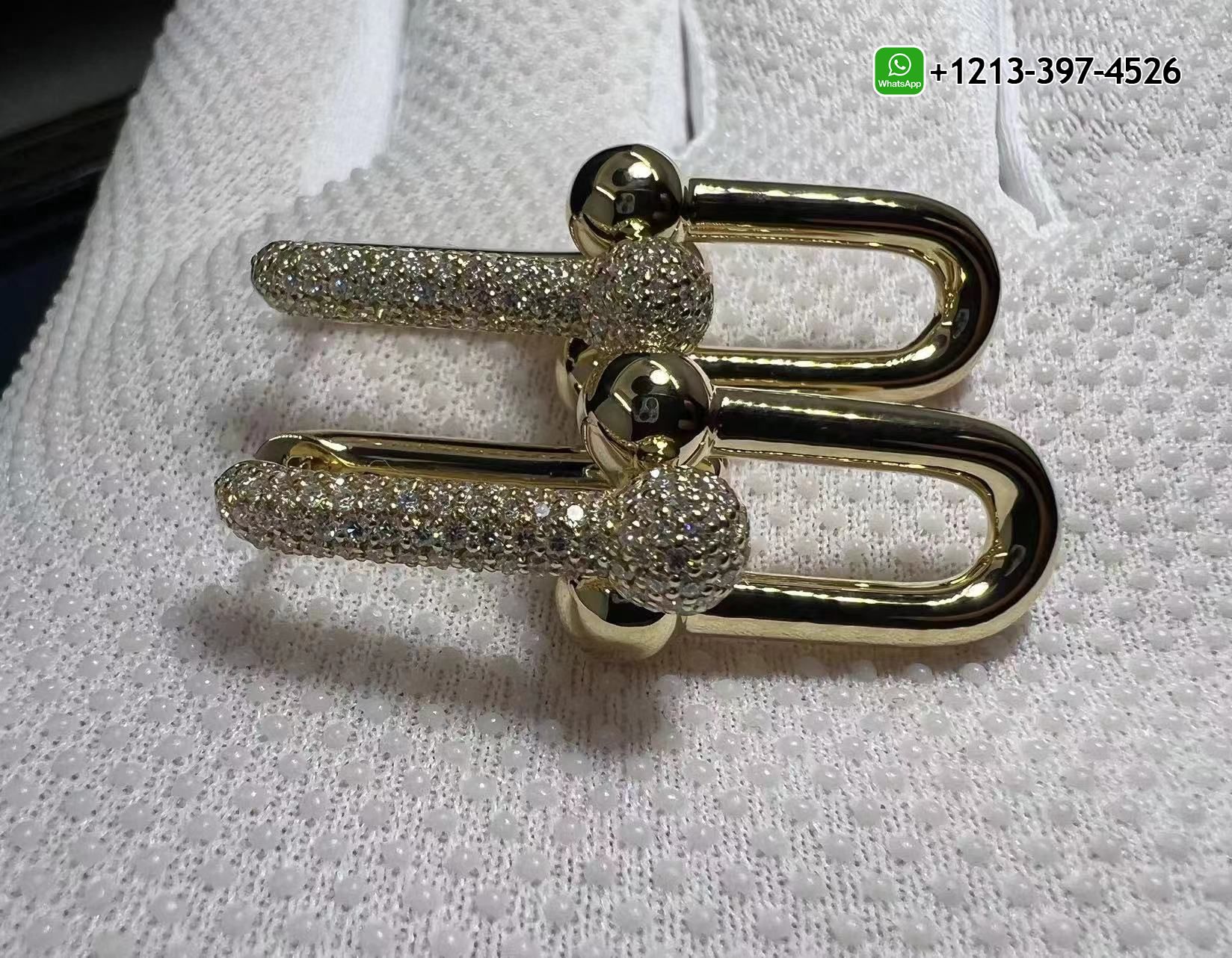 alssdse5xrv Custom Made Best Sellers Quality 1:1 Tiffany HardWear Large Link Pave Diamonds 18k Yellow Gold Earrings - High Quality 18k Gold and Diamond Luxury Distinctive Collection Designer Jewelry Customized Factory Price - Image 2