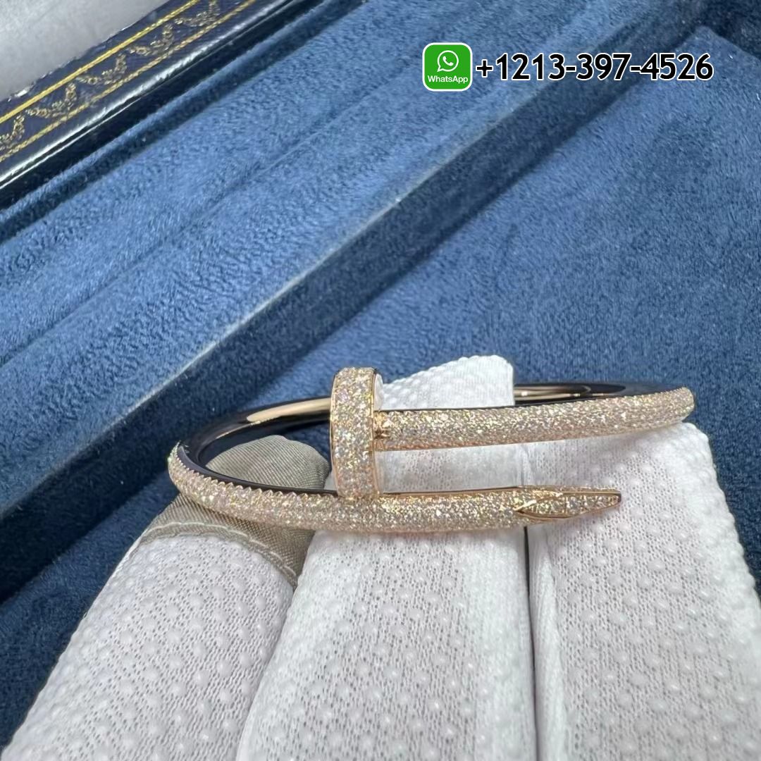 aoglxq44ads Custom Made Cheap 1:1 High Quality Cartier Juste un Clou 18k Rose Gold Pave Diamond Classic Nail Bracelet - High Quality 18k Gold and Diamond Luxury Distinctive Collection Designer Jewelry Customized Factory Price - Image 9