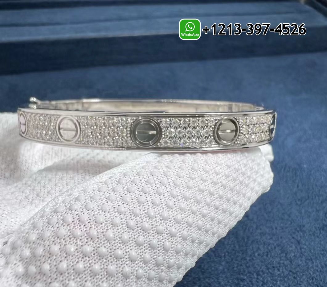 aolvaudoezi Custom Made Cartier Love Pave Diamond Bracelet 18k White Gold - High Quality 18k Gold and Diamond Luxury Distinctive Collection Designer Jewelry Customized Factory Price - Image 6