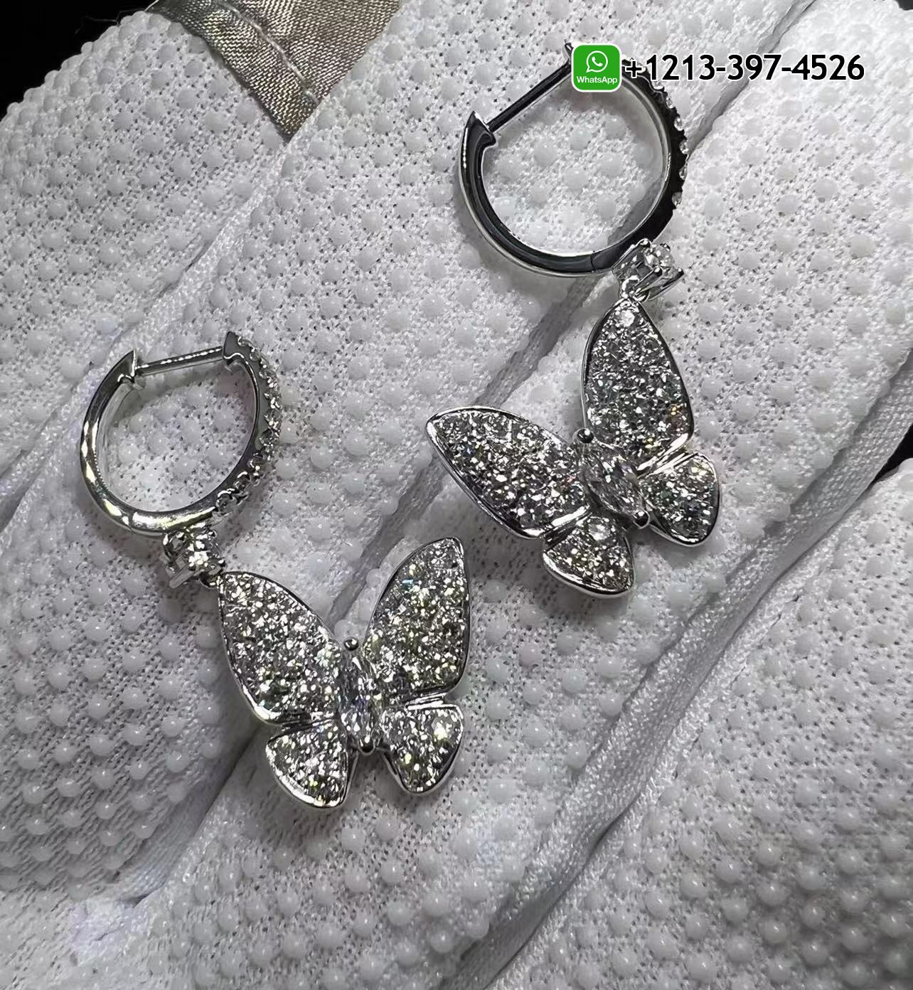 aqqrj0ib1r4 Custom Made Best Sellers Quality 1:1 Copy Graff Pavé Butterfly 18K White Gold Diamond Drop Earrings - High Quality 18k Gold and Diamond Luxury Distinctive Collection Designer Jewelry Customized Factory Price - Image 3