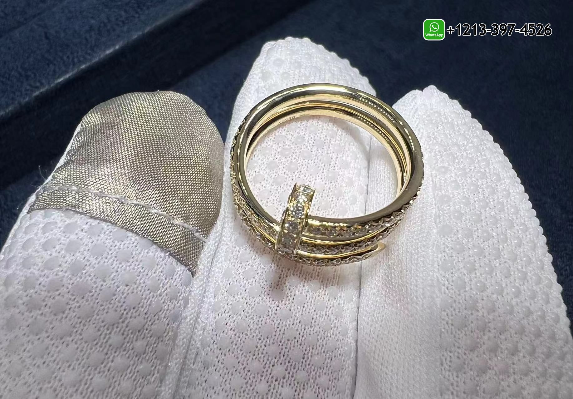 arxfakzse31 Cheap Cartier Juste un Clou Double Nail 18K Yellow Gold Pavé Diamond Ring Replica - High Quality 18k Gold and Diamond Luxury Distinctive Collection Designer Jewelry Customized Factory Price - Image 5
