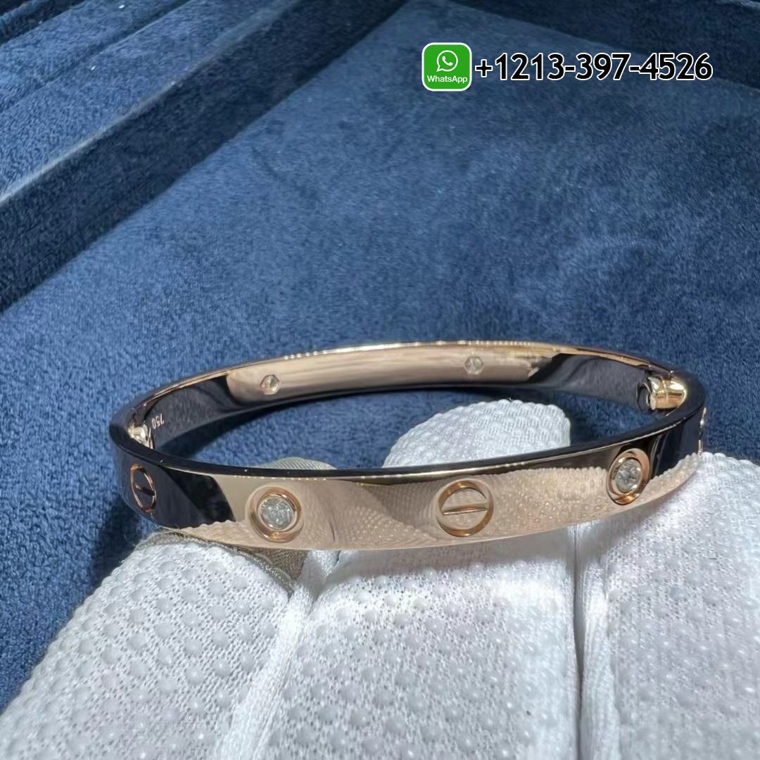 atc25tsgzdw Custom Made Top Quality Cartier 4 Diamonds Love Bracelet 18K Rose Gold - High Quality 18k Gold and Diamond Luxury Distinctive Collection Designer Jewelry Customized Factory Price - Image 7