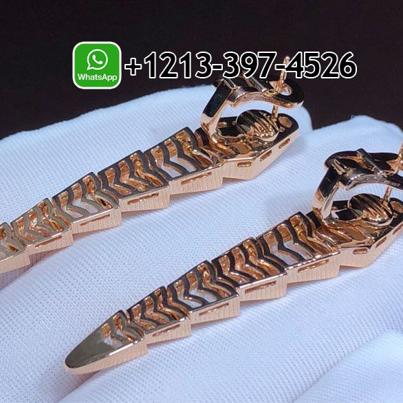 axf4re5k25q Custom Made Best Quality 1:1 Bvlgari Serpenti Viper 18k Rose Gold Diamond & Mother of Pearl Earrings - High Quality 18k Gold and Diamond Luxury Distinctive Collection Designer Jewelry Customized Factory Price - Image 2