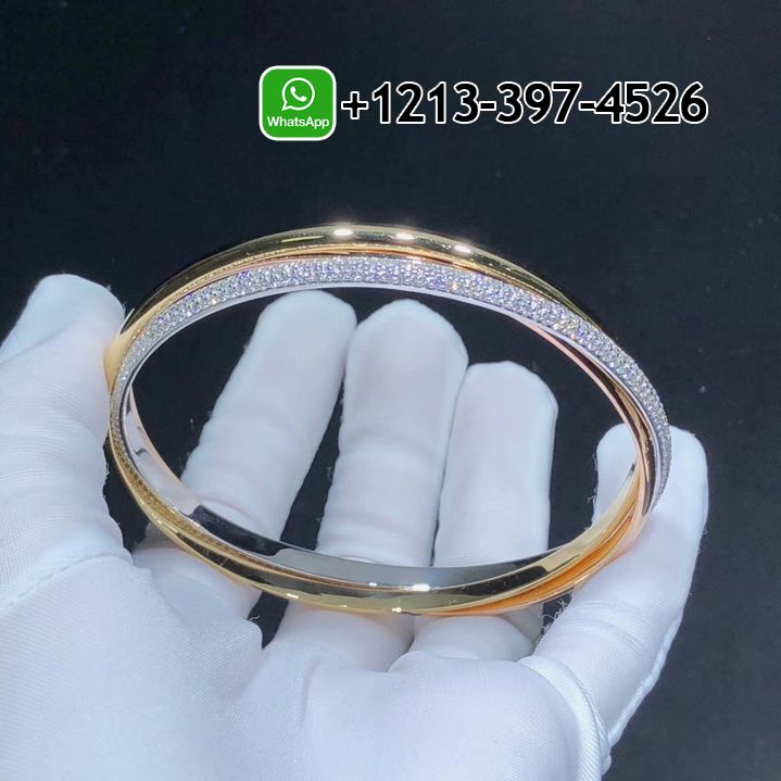 aybun3smg0u Custom Made Best Sellers Quality 1:1 Cartier Trinity Tri-Color 18K Gold Diamond Medium Model Bracelet - High Quality 18k Gold and Diamond Luxury Distinctive Collection Designer Jewelry Customized Factory Price - Image 4